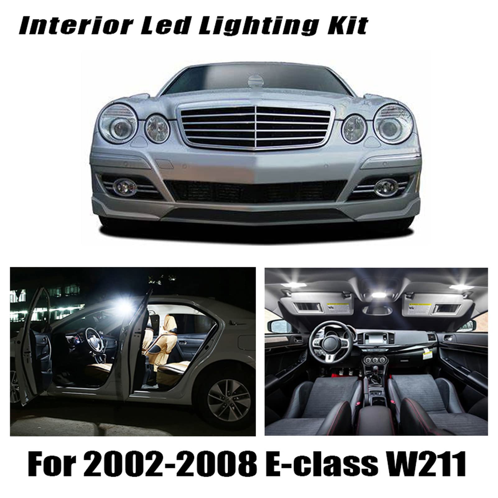 17x LED vanidad Espejo Tronco guantera lámpara Interior Lectura Bombilla Kit, para Mercedes Clase E W211 E55AMG E320 2002-2008