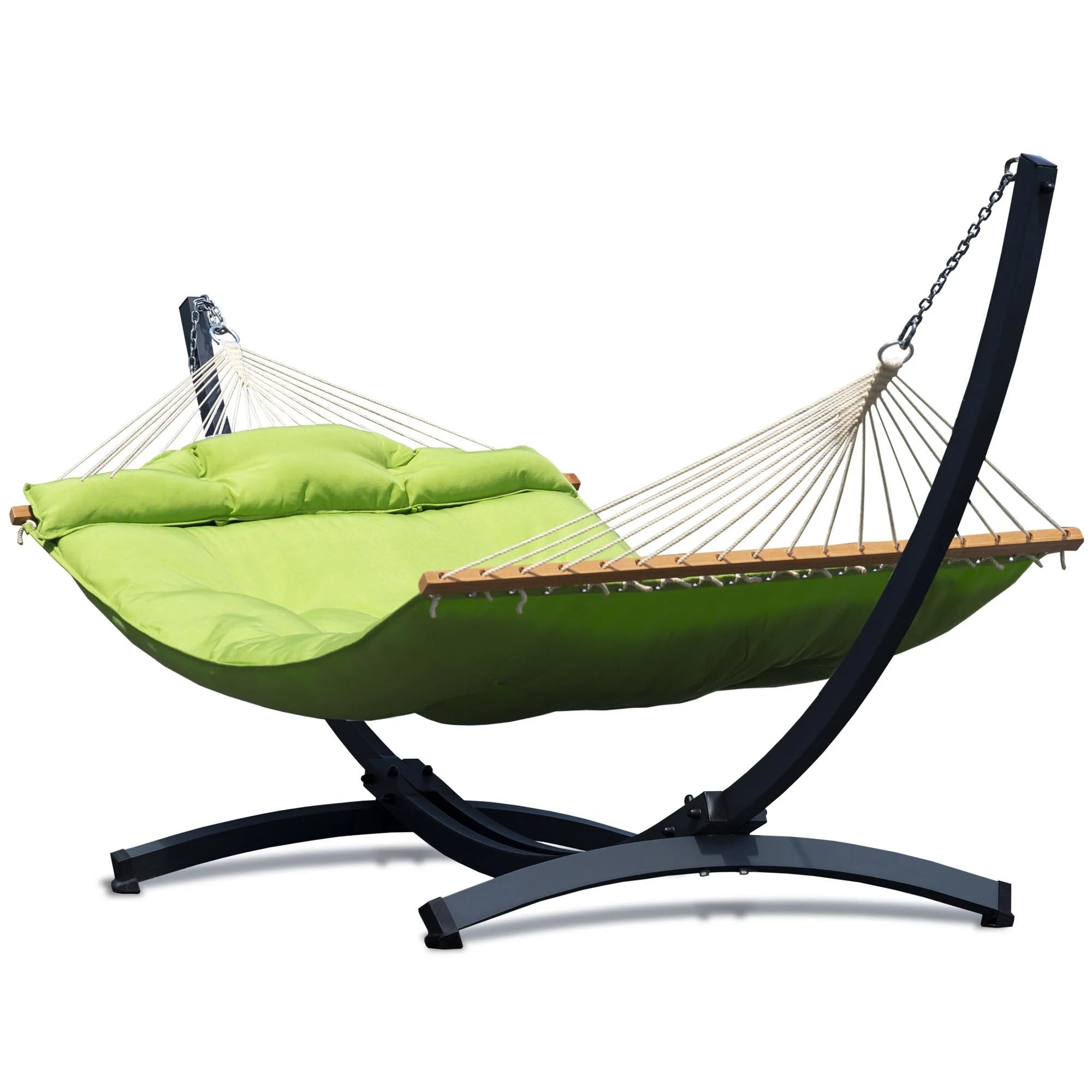 Potenza Hamaca para exteriores con estructura para 2 personas, hamaca de barra Atlanta XXL, 210 x 140 cm, 200 kg, estructura de hamaca Tyatn, 350 kg, resistente a la intemperie