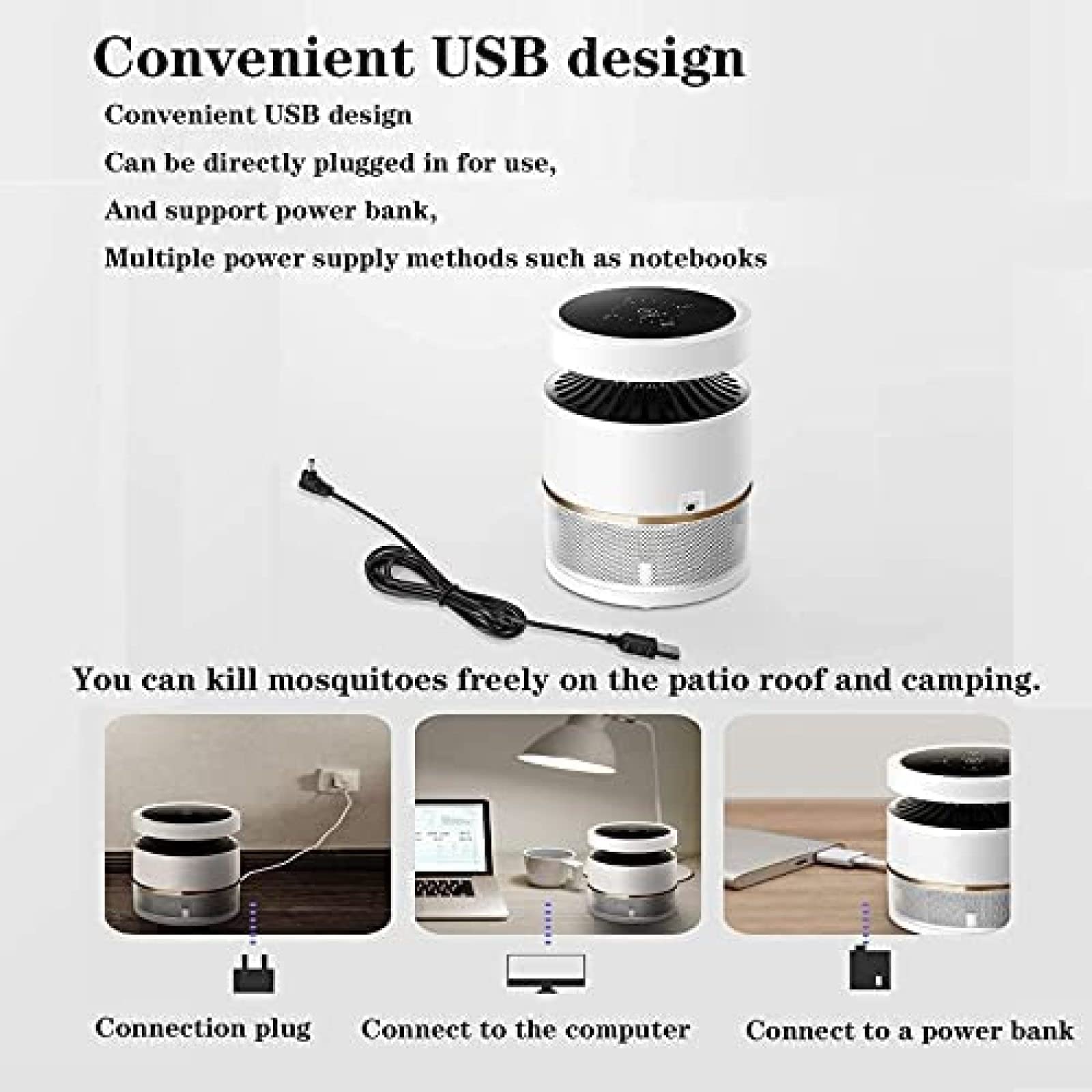 Lámpara Antimosquitos, Luz Repelente, Repelente De Mosquitos para Dormitorios Domésticos, Mata Mosquitos Recargable para Interiores, Succionador De Mosquitos Enchufable, Utilizado para Mata