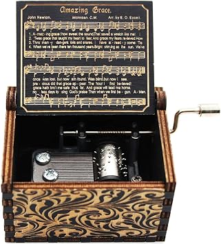 Wooden Music Box, Amazing Grace Music Boxes, Gift for Christian, Friends, Idea for Christmas, New Year, Valentines Day, Birthday, Anniversary, Graduation