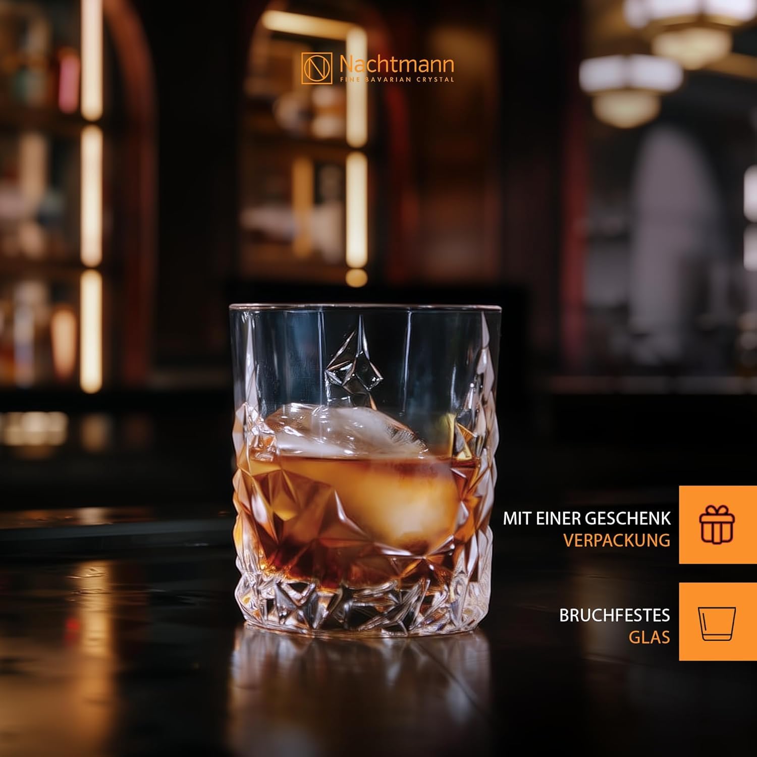 Nachtmann Whisky Gläser 340 ml, 12 Stück, Sculpture, 101968-3, Whiskygläser aus Kristallglas, Tumbler spülmaschinenfest