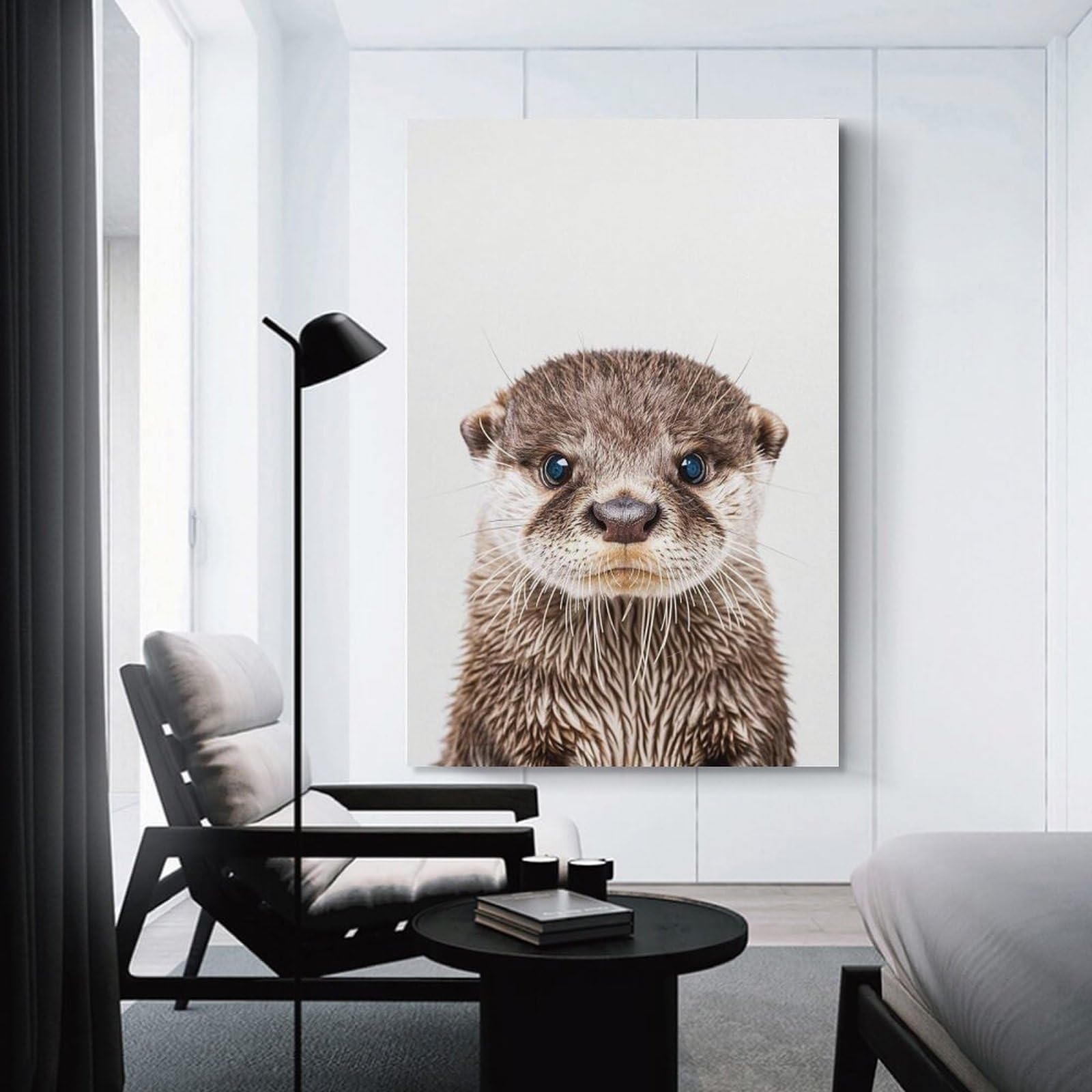 Junmoney Cute Baby Otter Room Decor Wall Art, 24x36inch(60x90cm), for Home Office, Desk Area Or Studio, An Interior Accent for Desk Areas