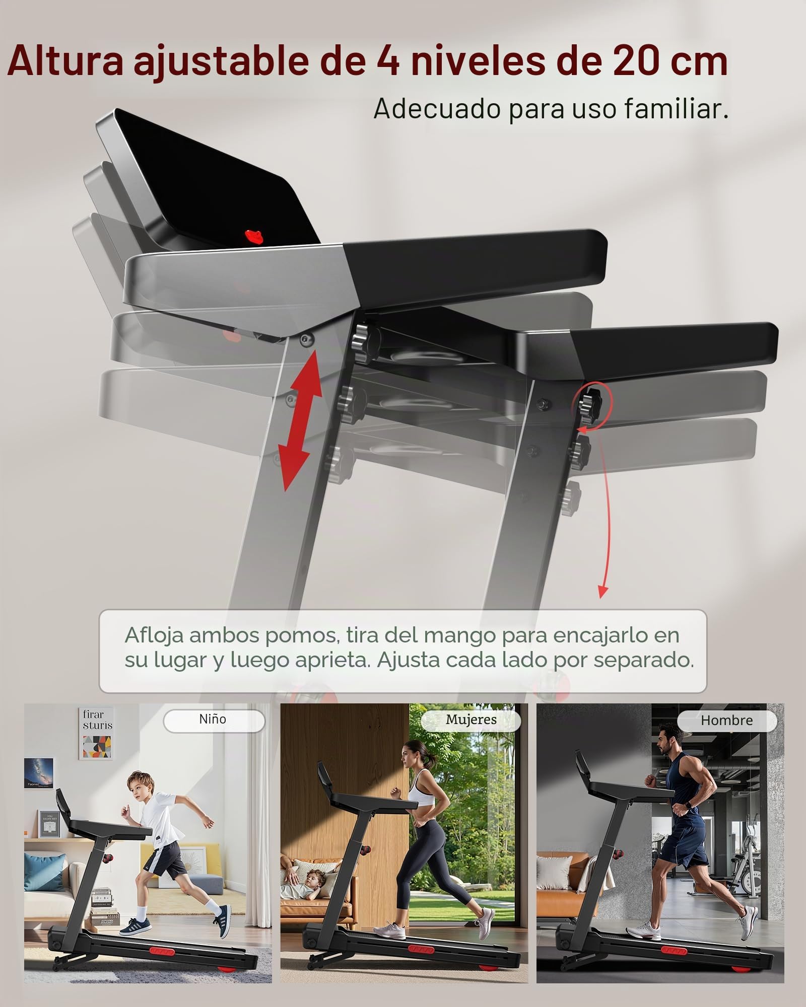 UMAY Cinta de correr con pendiente automática, 14 km/h para el hogar, plegable, consola ajustable de 4 velocidades y motor silencioso de 3,5 CV, Treadmill for Home máx. 180 kg