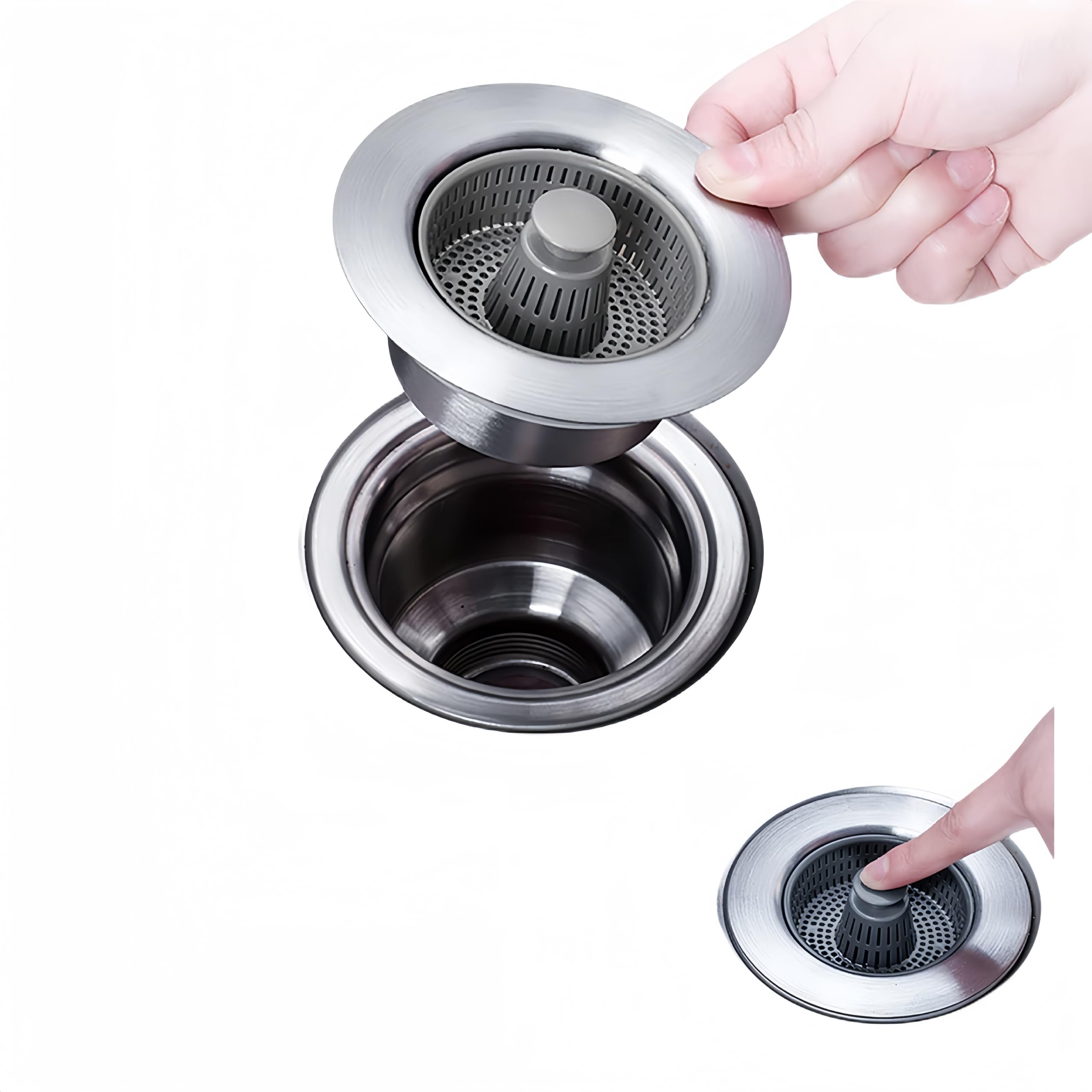 MAKABEE 3 -in-1 Kitchen Sink Stopper Strainer,304 Stainless Steel Pop Up Sink Stopper Anti-Clogging Sink Strainers for Kitchen Sink Accessories for in Standard 3-1/2 inch Drain (B0D73B9RXL) Amazon Price History, Amazon Price Tracker