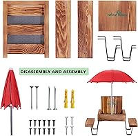 Vista 5 de MIXXIDEA Mesa de Comedero para Ardillas, Comedero de Picnic de Madera para Ardillas, Comederos para Ardillas Resistentes para Exterior