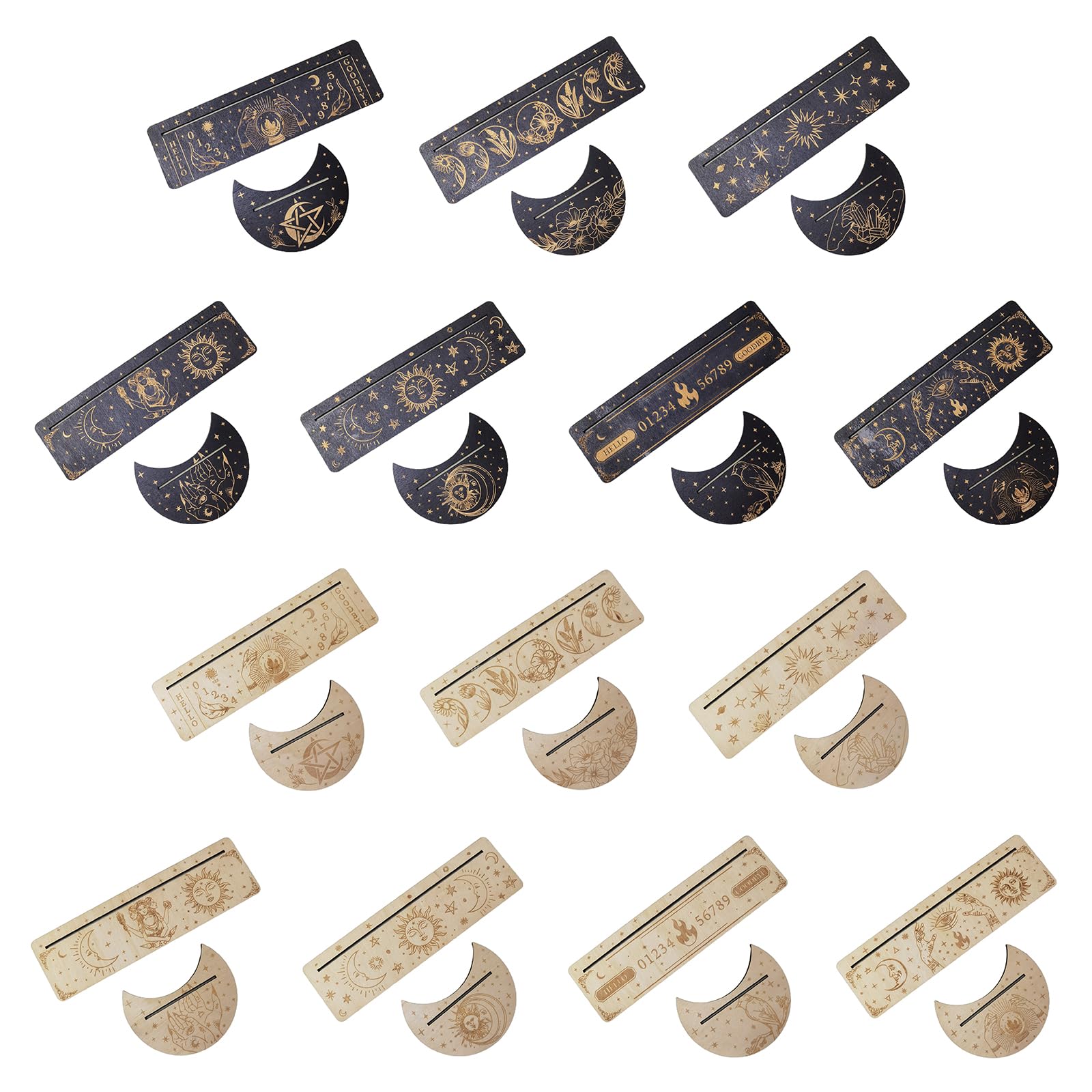 Supporto Per Carte Tarocchi In Legno A Forma Di Luna | Organizer Magnetico Per Tarocchi E Oracle | Dimensioni 13x11x5,7 Cm