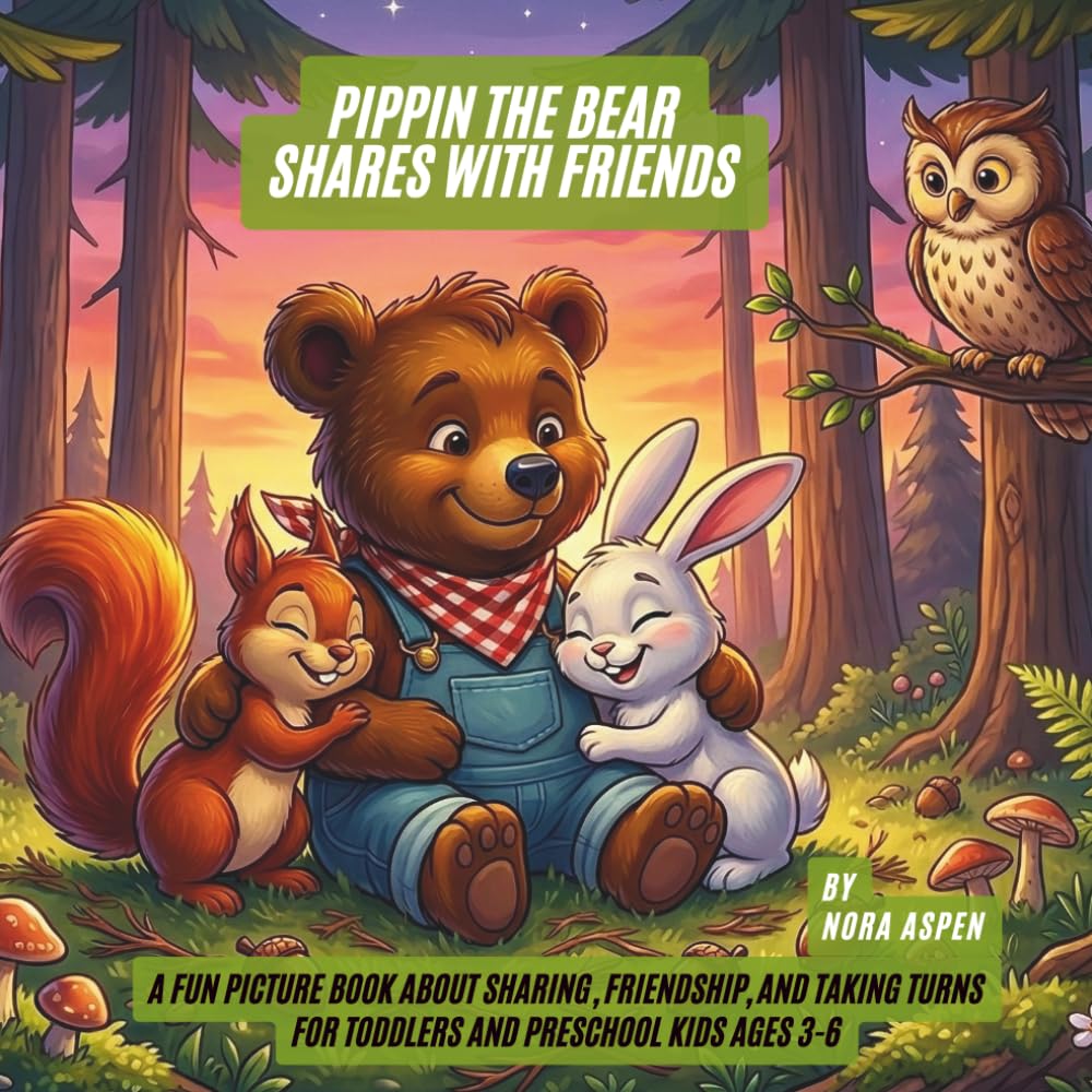 PIPPIN THE BEAR SHARES WITH FRIENDS: A Fun Picture Book About Sharing, Friendship, and Taking Turns for Toddlers and Preschool Kids Ages 3-6