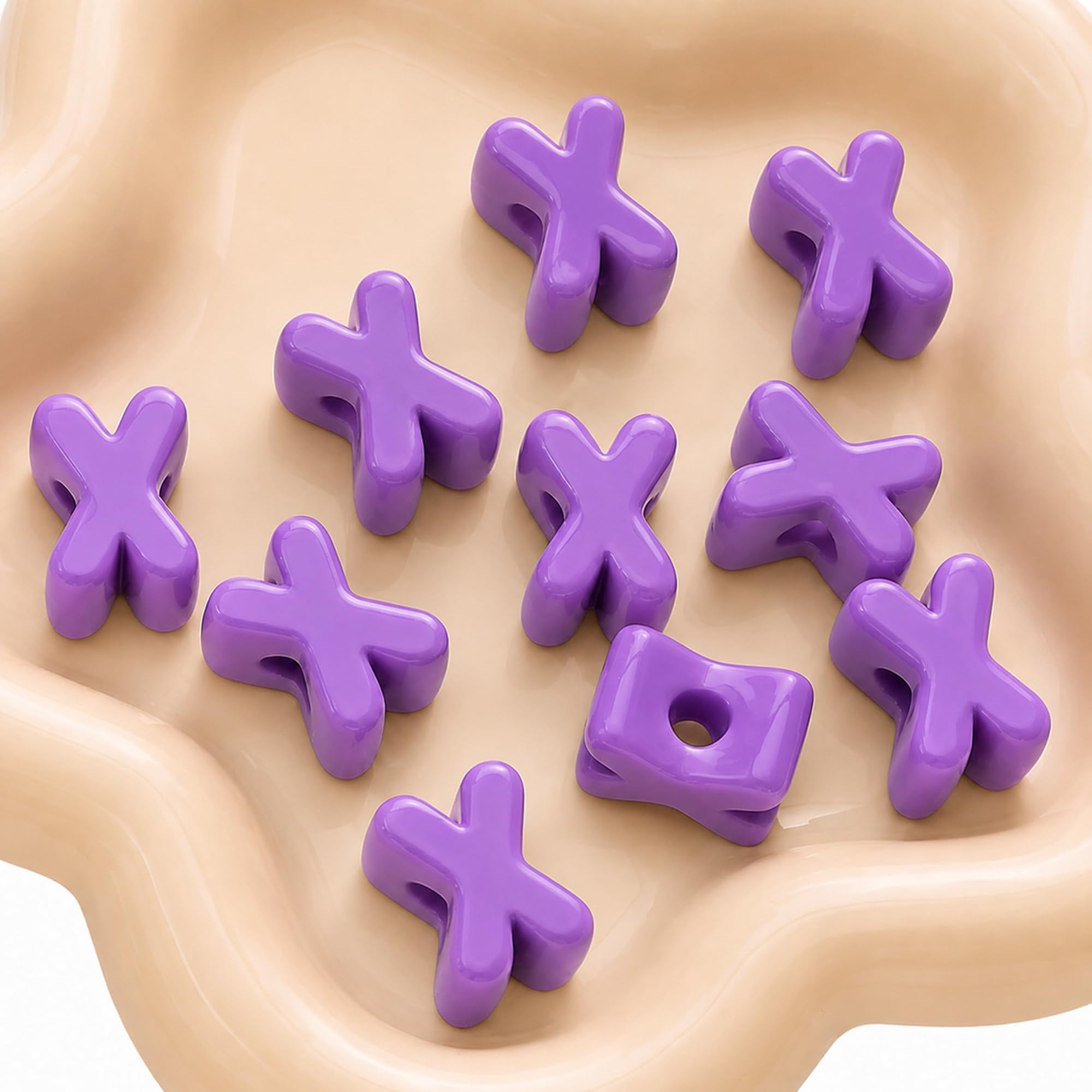 Letter Beads, 10pcs Alphabet Beads, Large Acrylic Letter Beads with 6mm Holes for Bracelet Making, Jewellery, Keyrings and Craft Projects (Purple, Letter X)