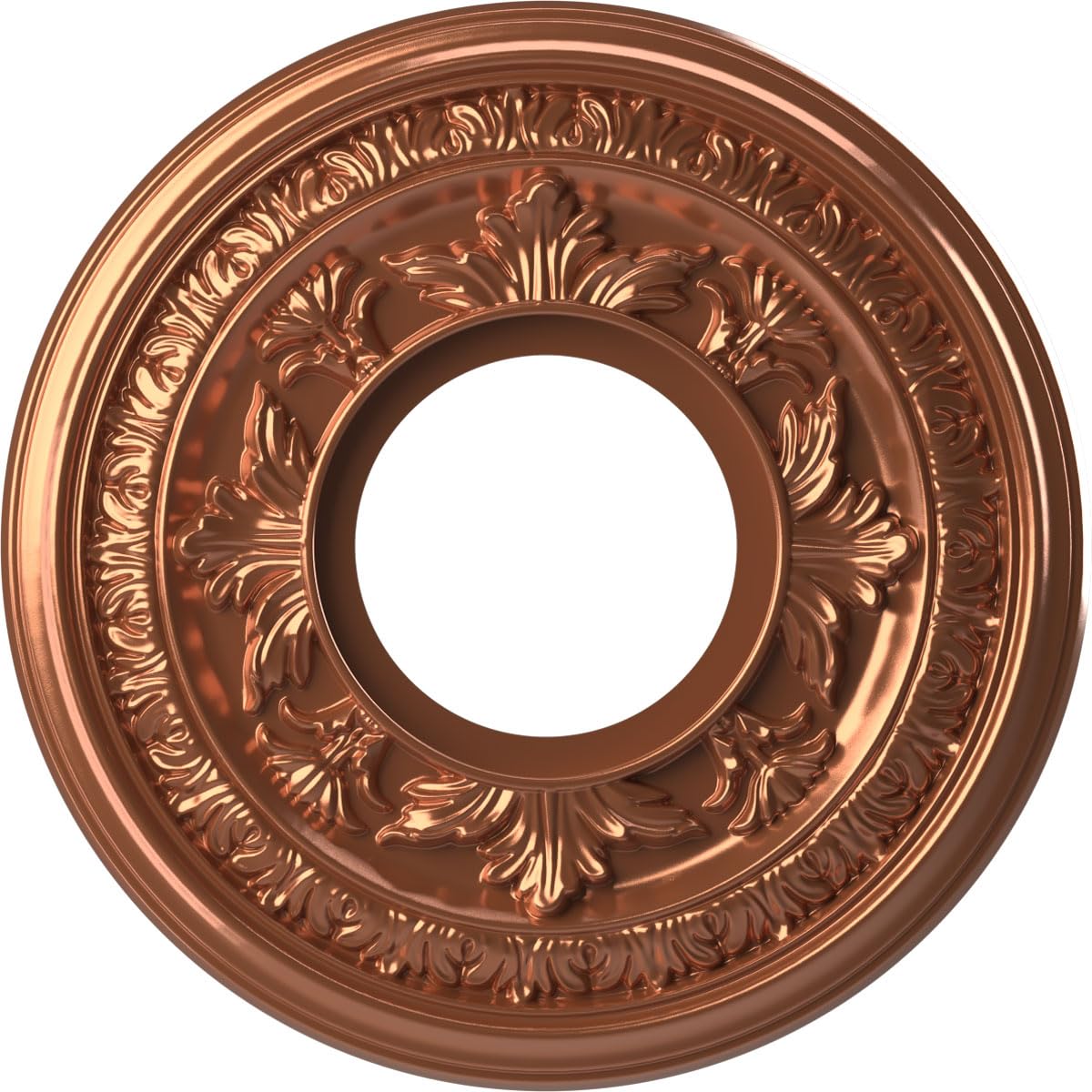 Ekena Millwork CMP10BABCO Baltimore Thermoformed PVC Ceiling Medallion (Fits Canopies up to 4 1/4"), 10"OD x 3 1/2"ID x 3/4"P, Bright Coat Copper