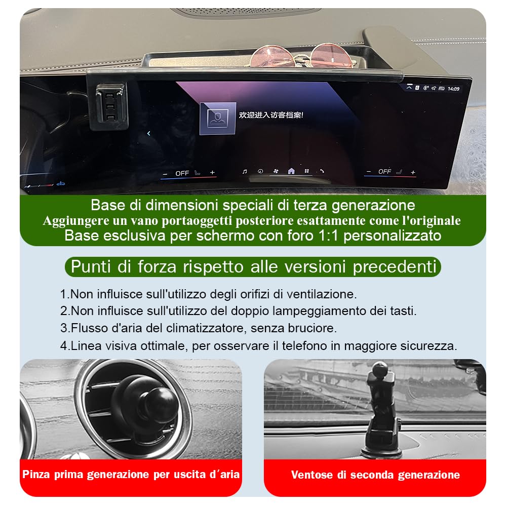 Porta Cellulare Auto Per BMW X5 / X6 / X7 accessori [Solo compatibile con BMW X5 e X6 e X7 G05, G06, G07, F95, F96 anni 2023-2025] Rotativo 360°、Funzionamento a una mano、Facile da installare