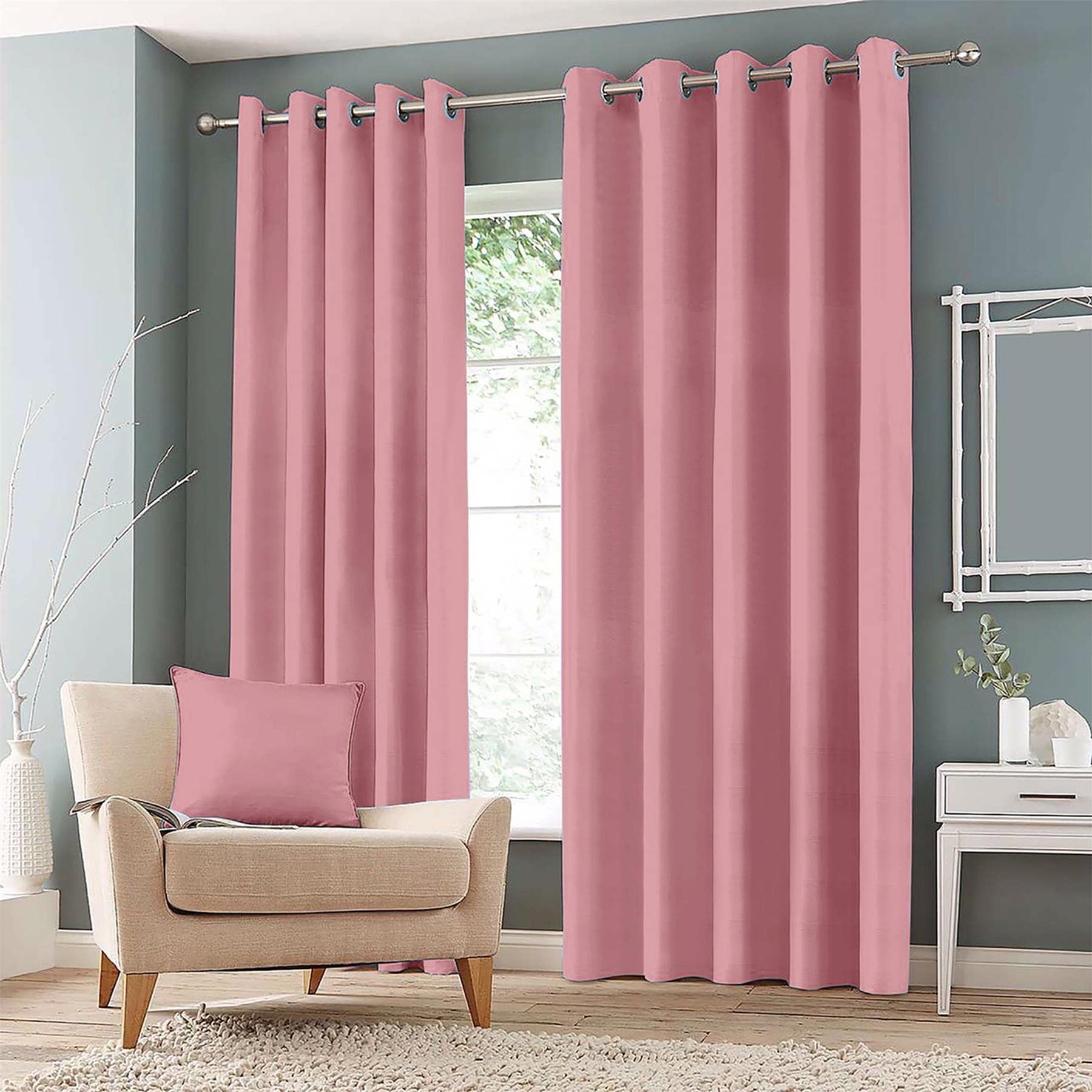 Roseley Eyelet Blackout Curtains For Bedroom Living Room Two Thermal Insulated Panels Noise Reduction Window Treatment [Pink, 66" x 90"]