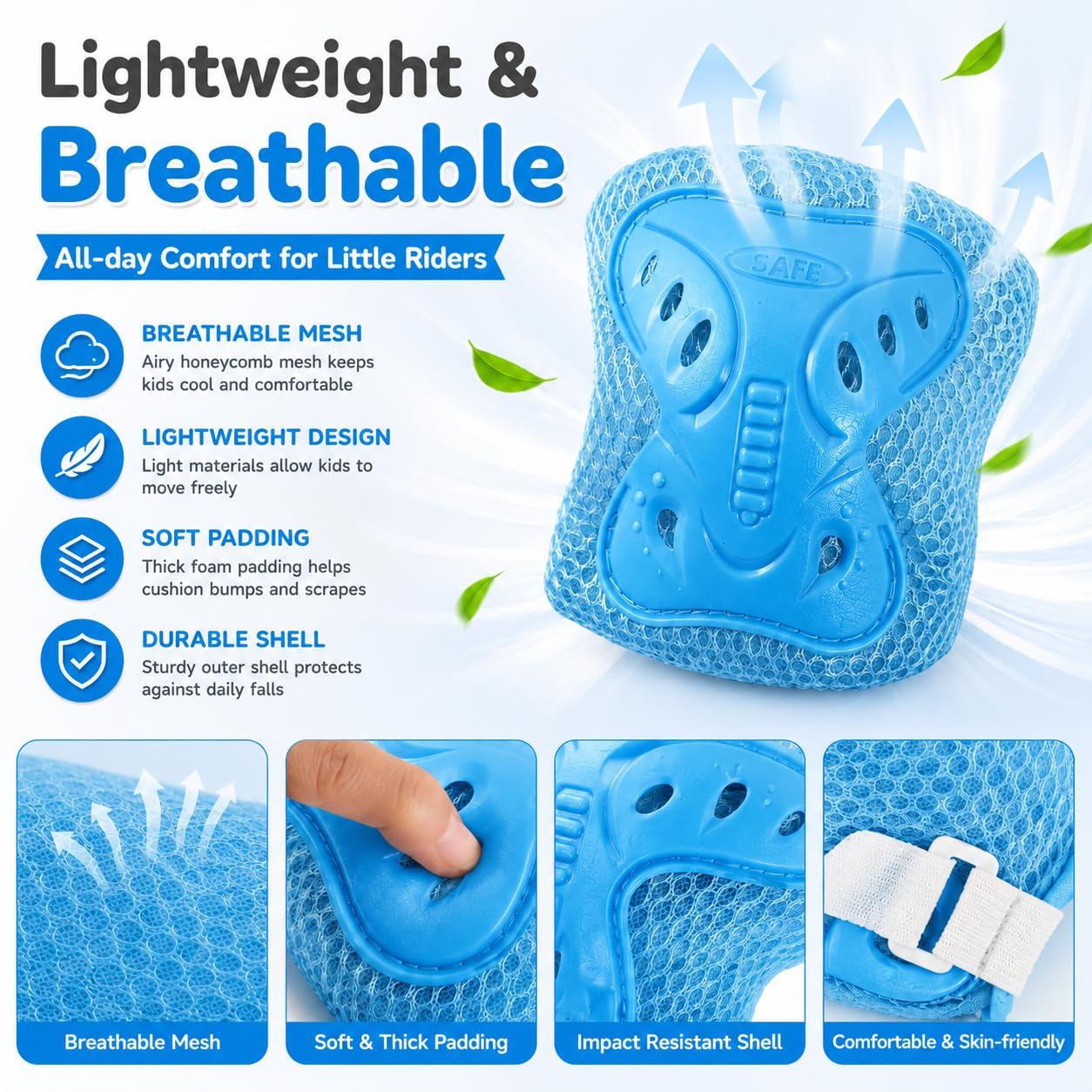 Ensemble de genouillères et coudières pour enfants – Équipement de protection réglable avec protège-poignet pour patinage, scooter, vélo, skateboard – Coussinets de sécurité pour tout-petits et jeunes