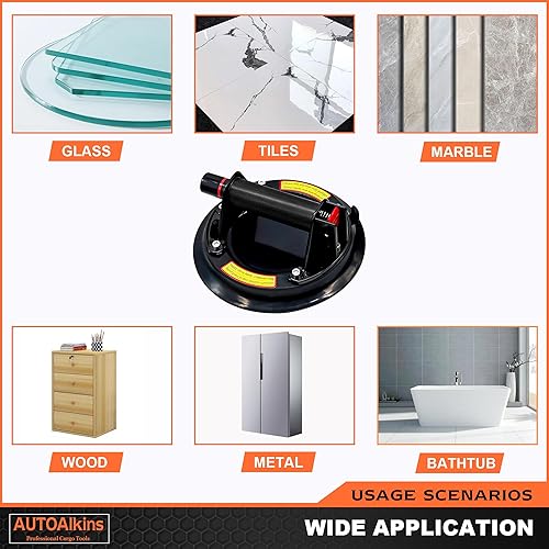 Miniatura 5 de Ventosa resistente de 8 pulgadas para levantar vidrio grande, azulejos, mármol, ventosas al vacío con mango para azulejos, ventanas, elevación de