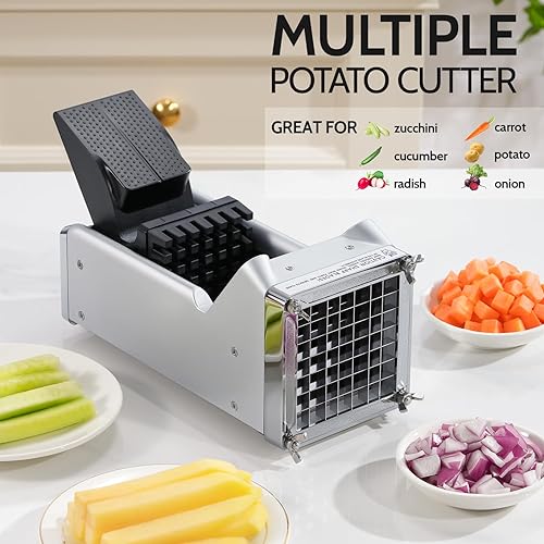 Miniatura 5 de Sopito - Cortador de papas fritas de acero inoxidable para obtener papas fritas de 12 pulgada, ideal para papas, zanahorias, pepinos, uso doméstico