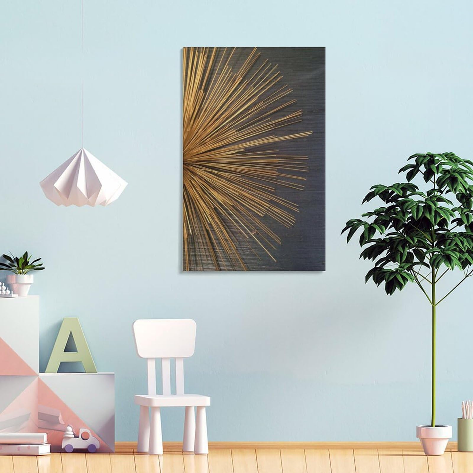 Amazon.co.jp: 抽象 絵 ウォールアート ゴールド 植物 飾用絵画 アート