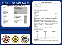 Vista 5 de Polvo de Azul de Metileno para Humanos, Botella de 100ML (1%, 1 Gramo), Testado por Terceros 99+%, Cumple con el Grado USP, Suplemento Dietético