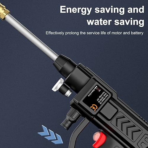 Miniatura 3 de Shkalacar Lavadora a presión inalámbrica, lavadora eléctrica de 60 bar y 300 W con batería recargable y boquilla 5 en 1, máquina de limpieza