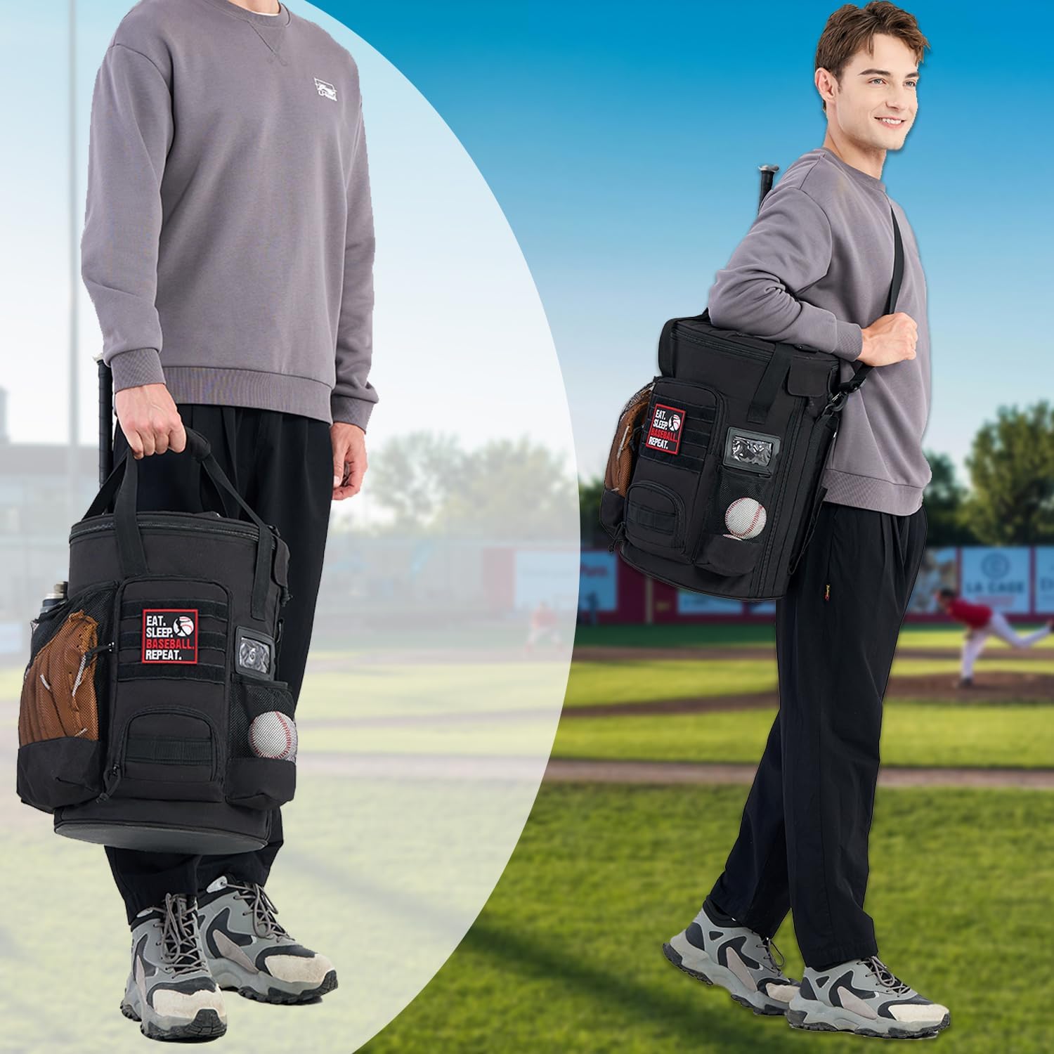 Baseball Bucket Bag 6 Gallon Bucket Cover Organizer w/Padded Seat tactical Softball Coaches Bag for Balls, Bat, Gloves, Scoreboards