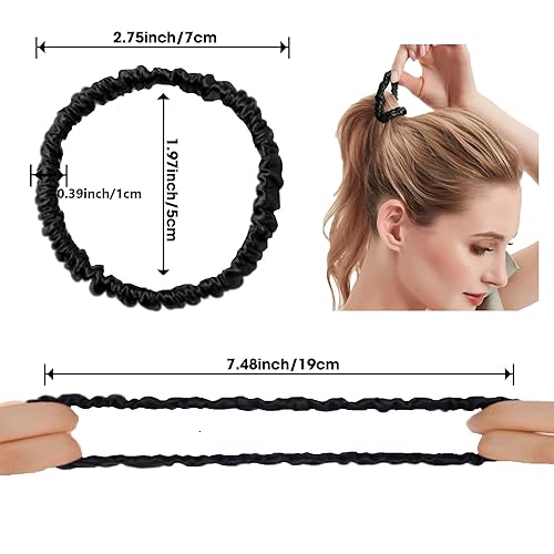 Miniatura 6 de Lazos elásticos de seda para el cabello, 100% seda de morera, accesorios para el cabello, lazos elásticos para el cabello diario, lazos para el