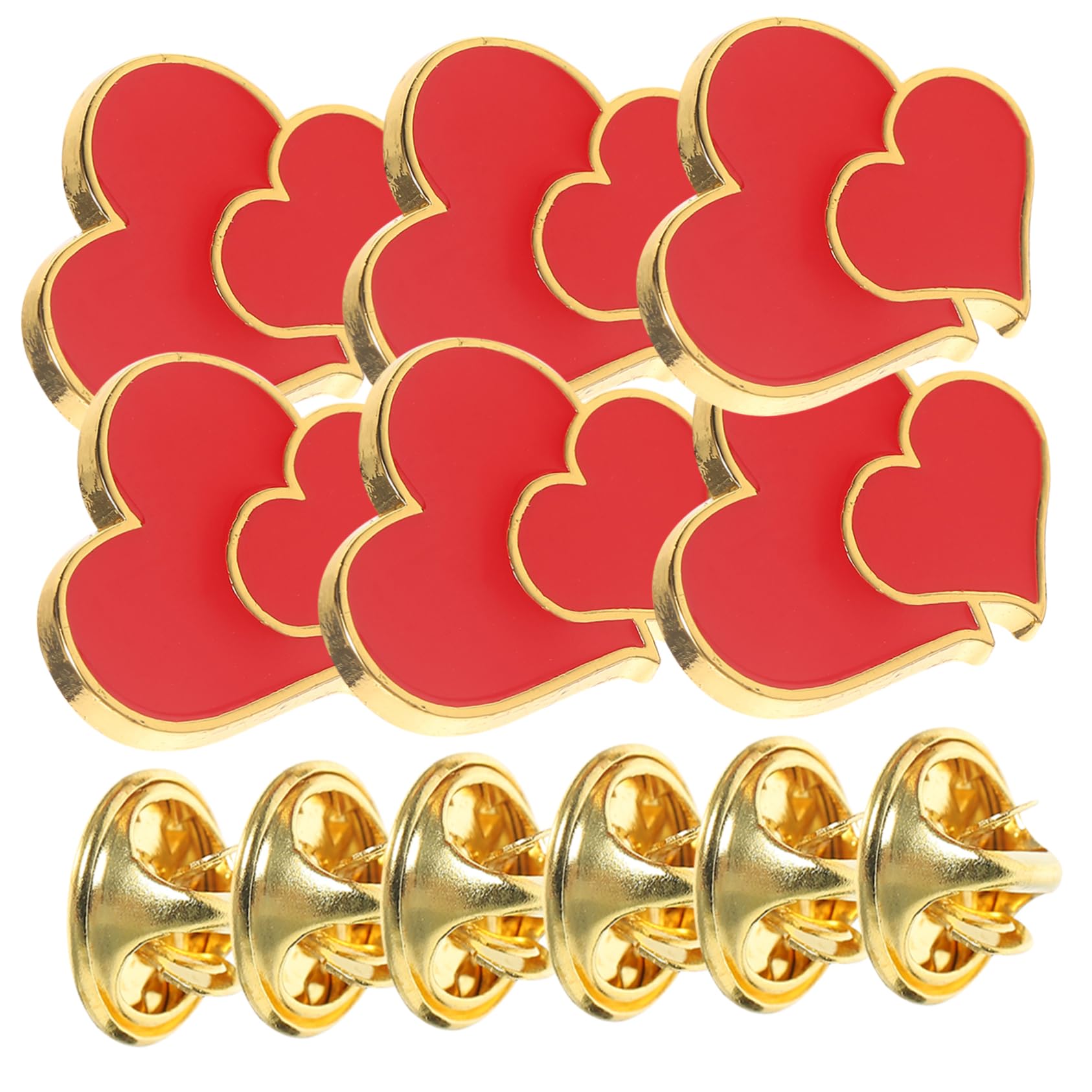 SHERCHPRY Doppelherzbrosche Catchring Für Den Jahrestag Girly Broschennadeln Für Herz Brosche Pins Für Frauen Herzbrosche Aus Metall Legierung Rot