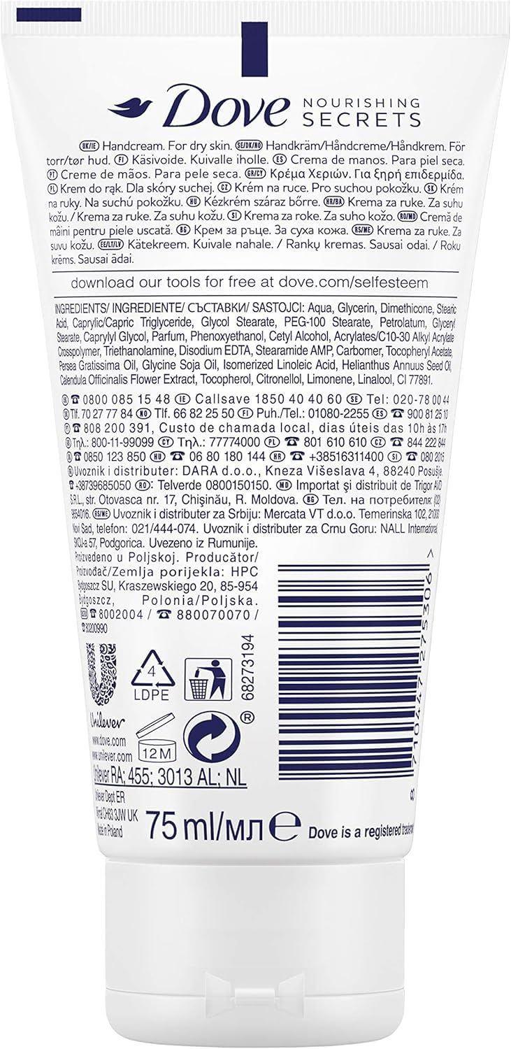 Dove Avocado Invigorating Hand Cream - Pack of 3 x 75ml Tubes, Enriched with Nourishing Avocado Oil for Deep Moisturization, Revitalizing Care, and Silky Smooth Hands - Image 3