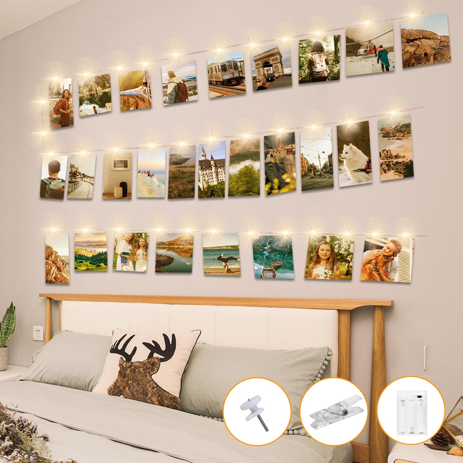Kolpop 30LED Photo Clip String Lights, 3M Photo Peg Fairy Lights Indoor ...