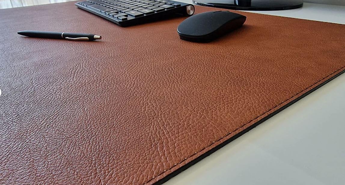 PM Schreibtischunterlage Just Leder mit Mauspad in 3 Grössen und in 7 Farben (Cognac Braun, 60cm x 40cm)