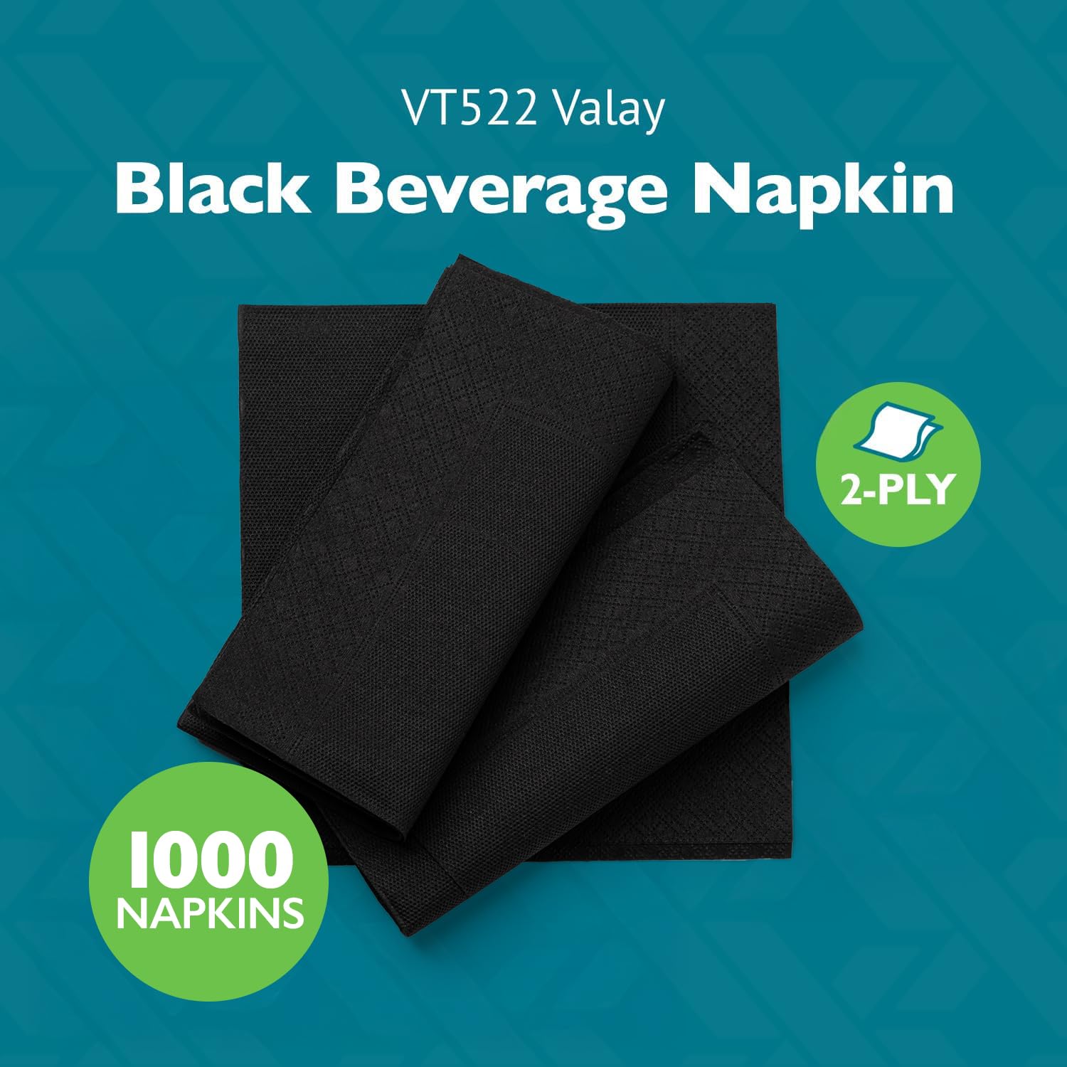Morcon Valay - Servilletas de papel de 2 capas para servicio de alimentos y bebidas, servilletas negras comerciales de tamaño perfecto, 4 paquetes de 250 servilletas, 1000 unidades en total