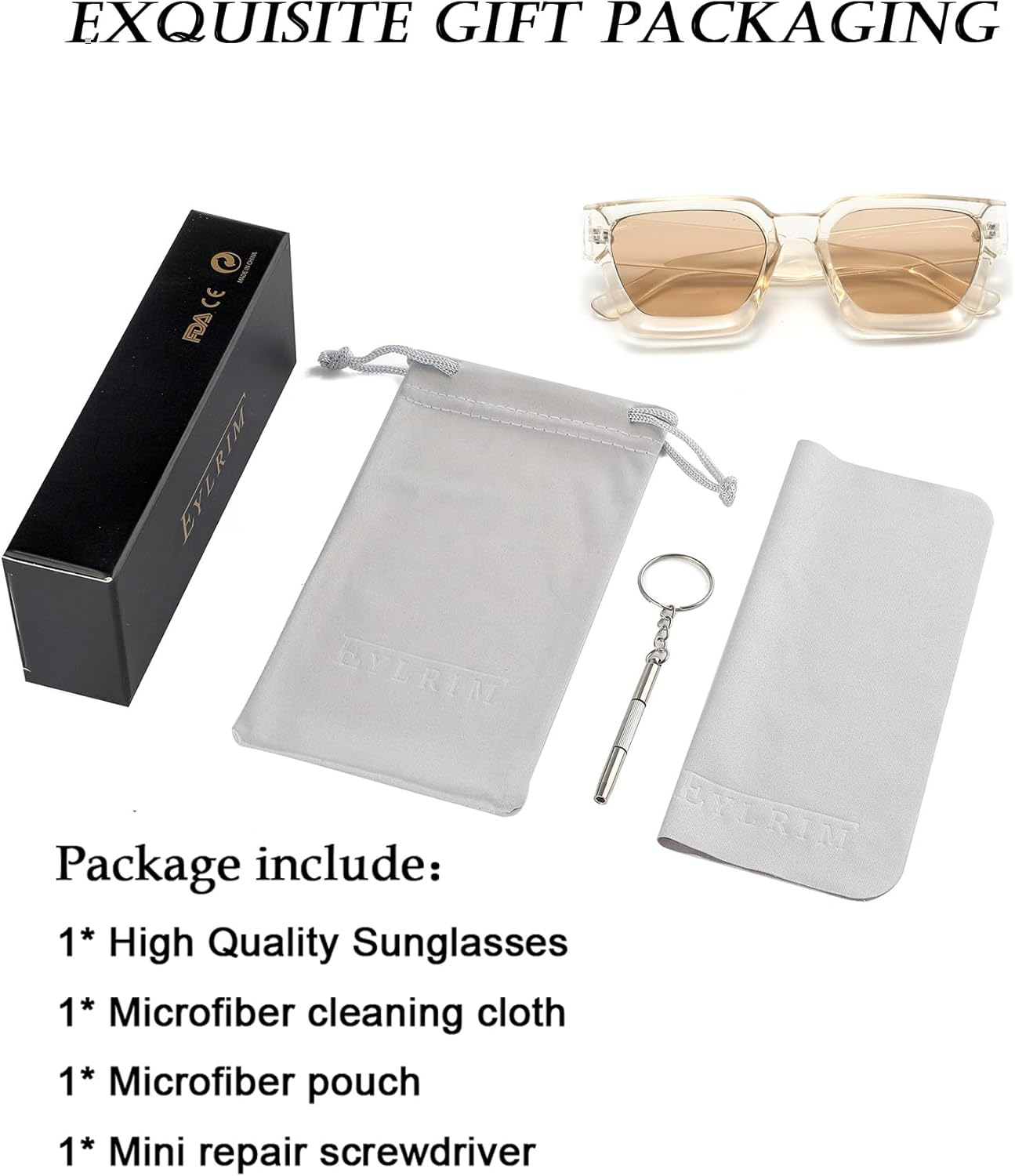 EYLRIM Thick Square Frame Sunglasses for Women Men Fashion Chunky Rectangle Sun Glasses Black Shades - Image 6