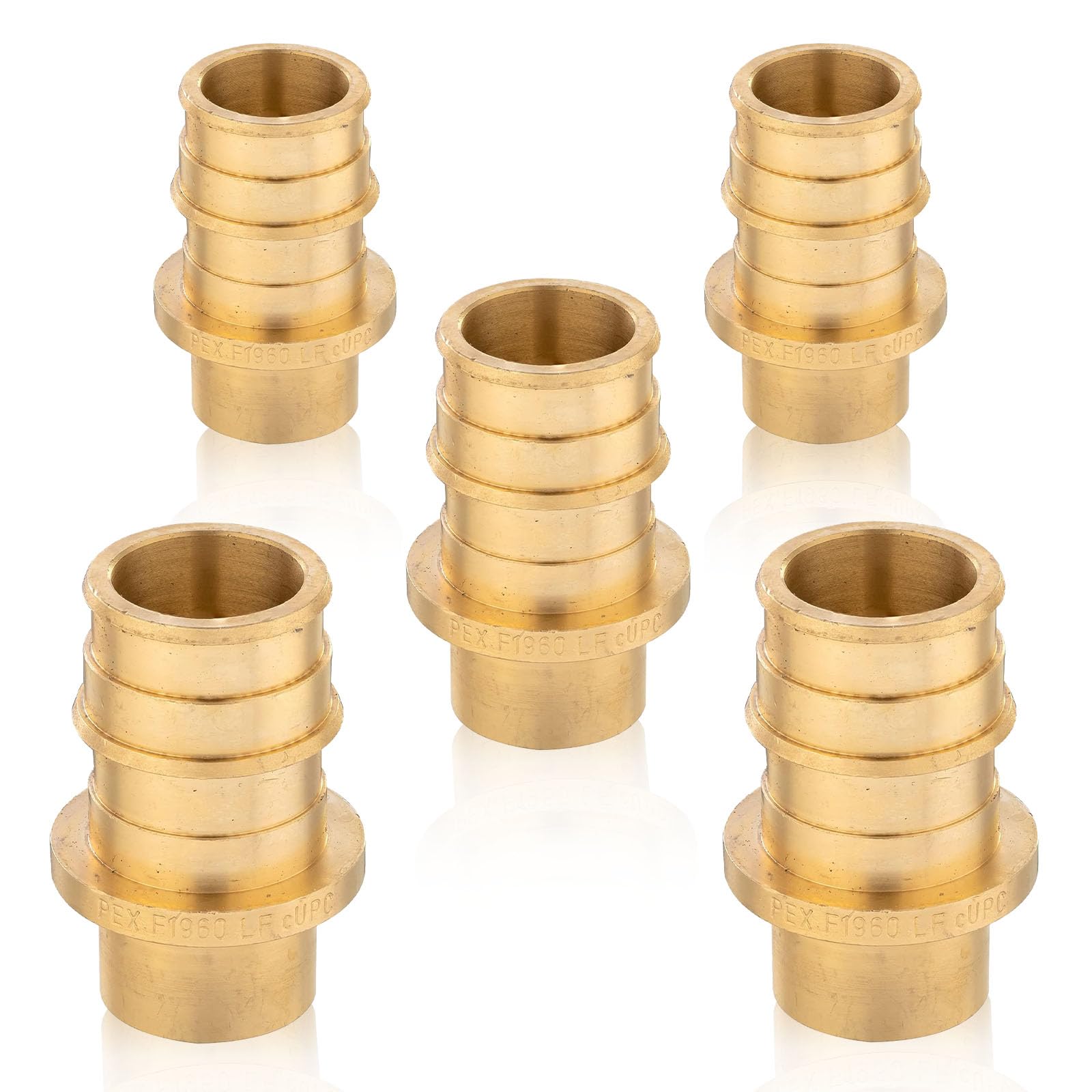 Paquete de 5 accesorios de expansión Seelink PEX-A, adaptador macho de sudor PEX-A de 3/4 x 1/2 pulgadas, accesorios de tubería de expansión de latón, para accesorios de manguera de tubería PEX, ASTM
