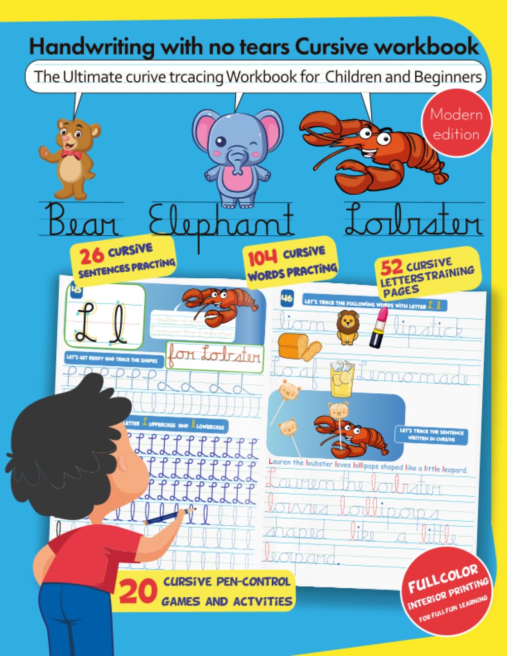Handwriting with no Tears Cursive workbook: The Ultimate cursive tracing Workbook for Children and Beginners