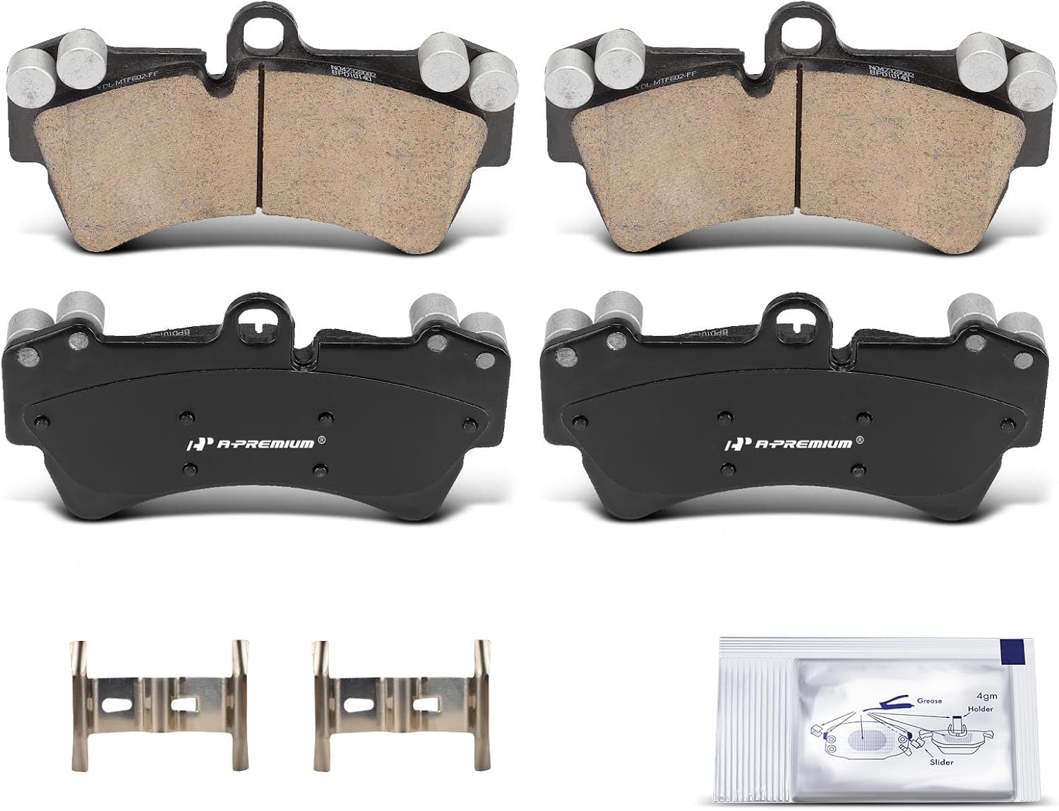 A-Premium Front Ceramic Brake Pads Set Compatible with Audi, Porsche & Volkswagen Vehicles - Q7 2017-2015, R8 2017, Cayenne 2003-2006/2008-2010, Touareg 2004-2008/2010, 4-Pack