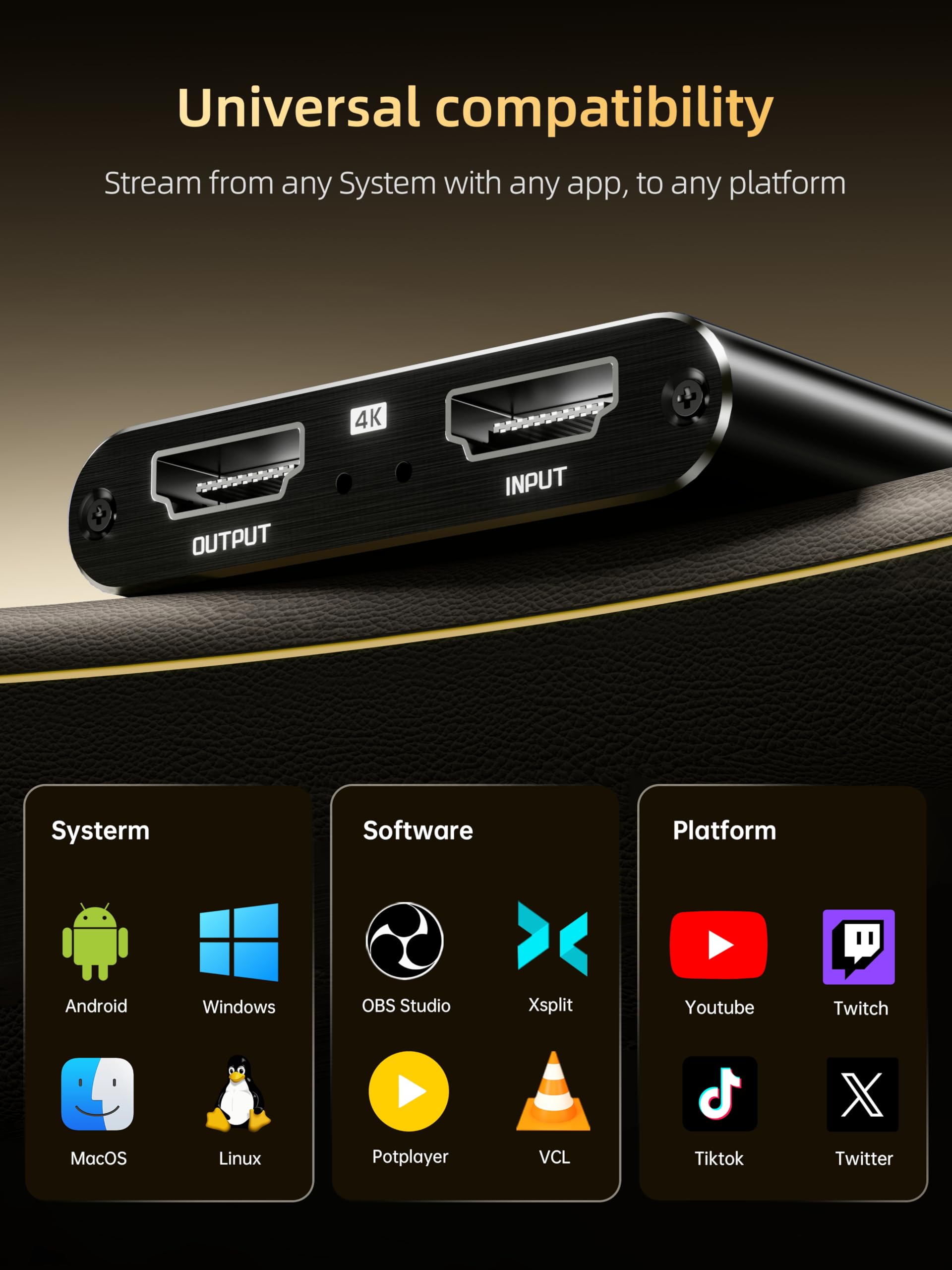 Scheda di acquisizione HDMI, USB 3.0 1080P 60 FPS, scheda di acquisizione video con loop out HDMI e ingresso microfono, acquisizione di giochi a bassa latenza per streaming, compatibile con