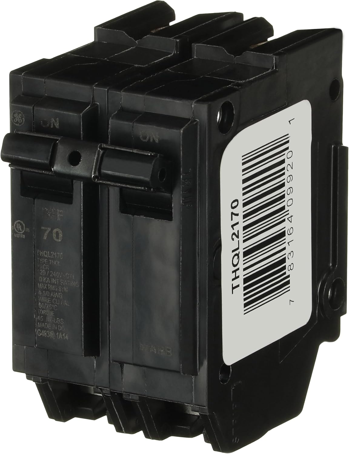 ABB THQL2170 70A DP Circuit Breaker • 70 A, 2-Pole, 120/240 V • Non-Interchangeable Trip • 2-Pole Q Line Design • Breaker Plug • Plug-in Circuit Breaker • Reliable Plug-in Protection