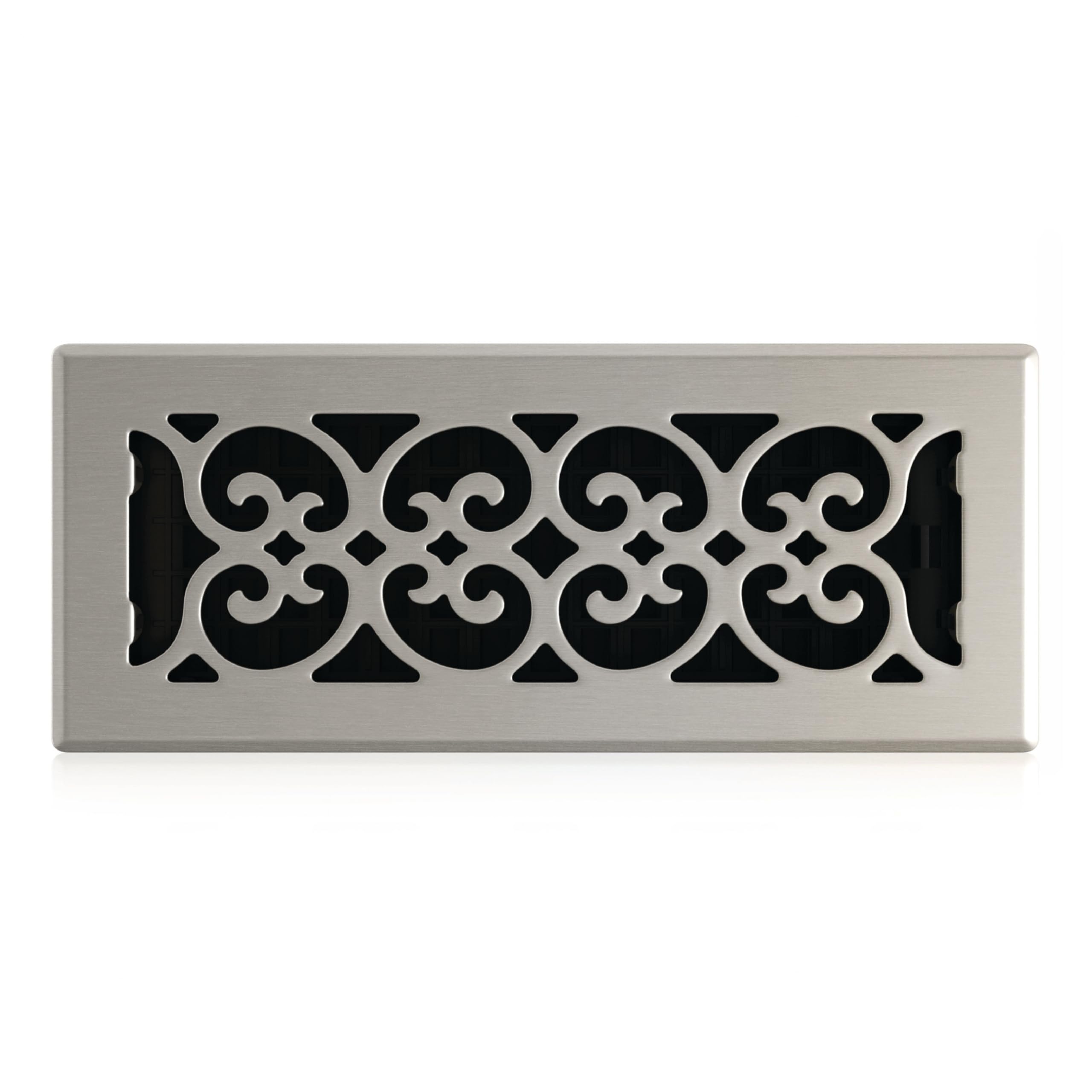 Decor Grates SPH412-NKL Scroll Floor Register, Brushed Nickel Finish, 4 x 12-Inch