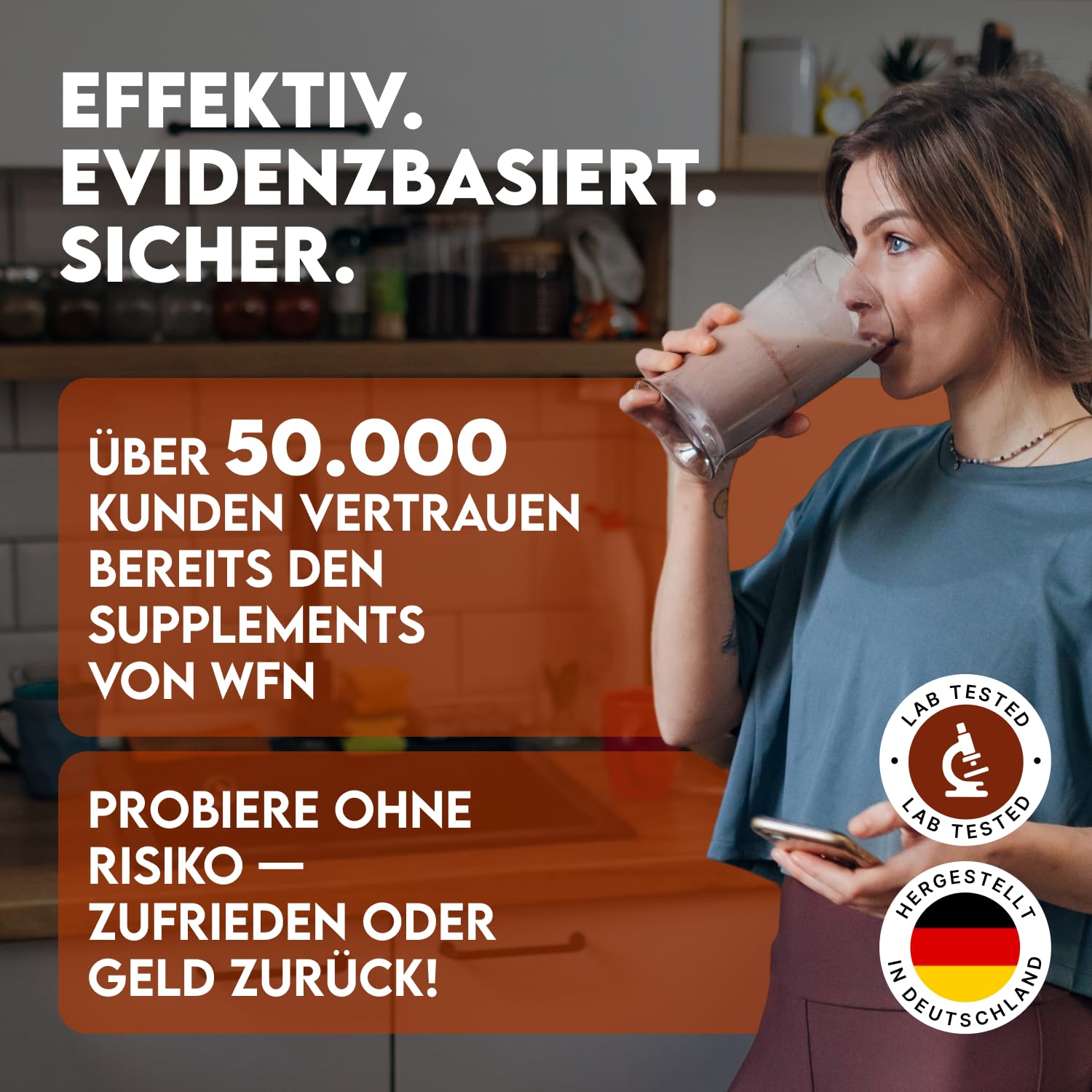 WFN Approved Casein - Casein Proteinpulver - Neutral & Ohne Süßungsmittel - 1 kg - Cremiger Casein Shake - Sehr gut lösliches Kasein Pulver - 33 Portionen - Made in Germany - Extern laborgeprüft