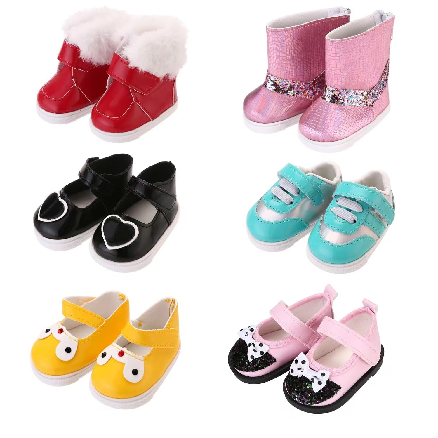 TOYYSB 6 Pairs Doll Shoes Fits 18 Inch Dolls American Doll Accessories Different Doll Styles Dress up