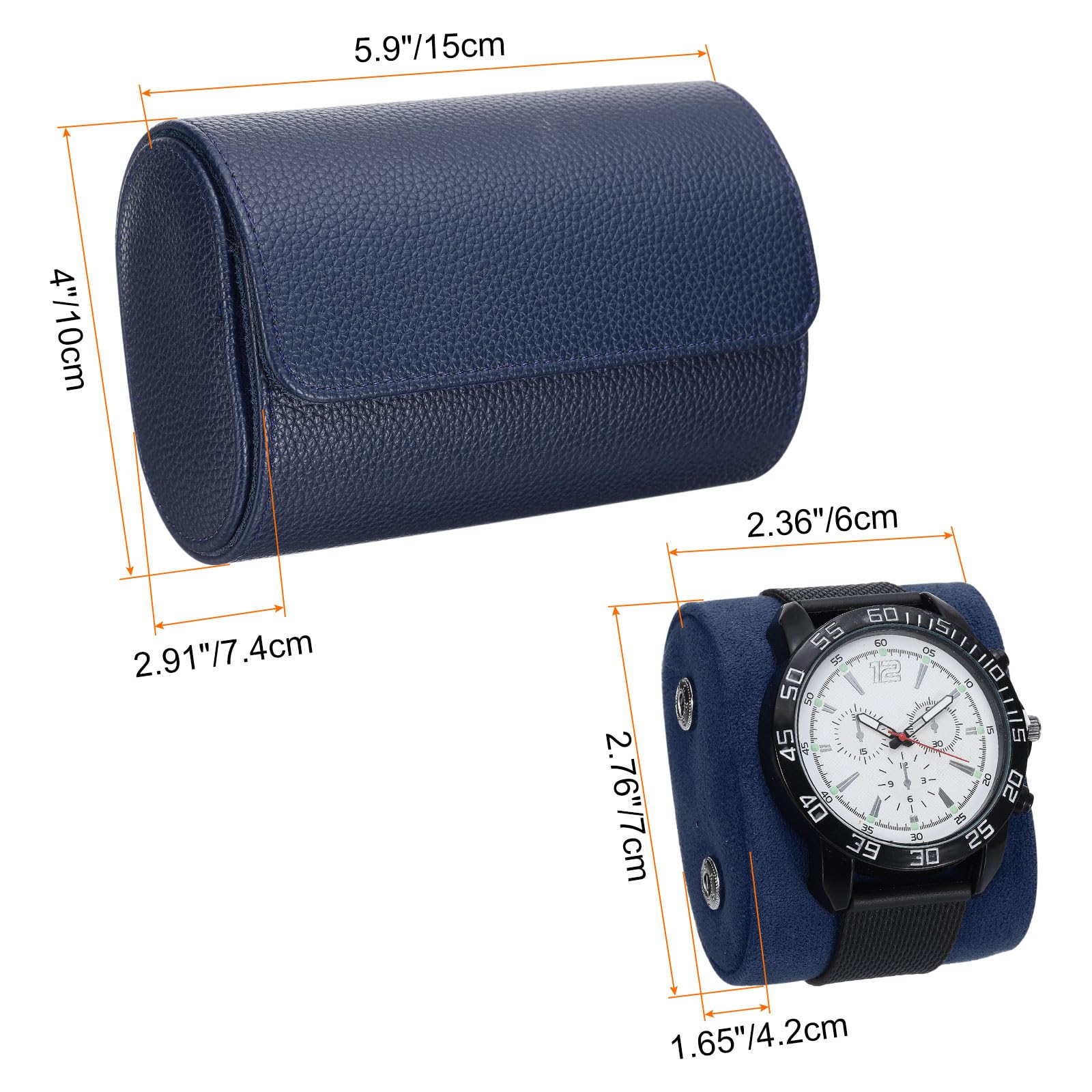 Custodia da viaggio arrotolabile per orologi con 2 scomparti, custodia portatile in pelle per orologi da uomo e da donna, organizer per orologi con cuscini rimovibili per viaggi, esposizione, conser