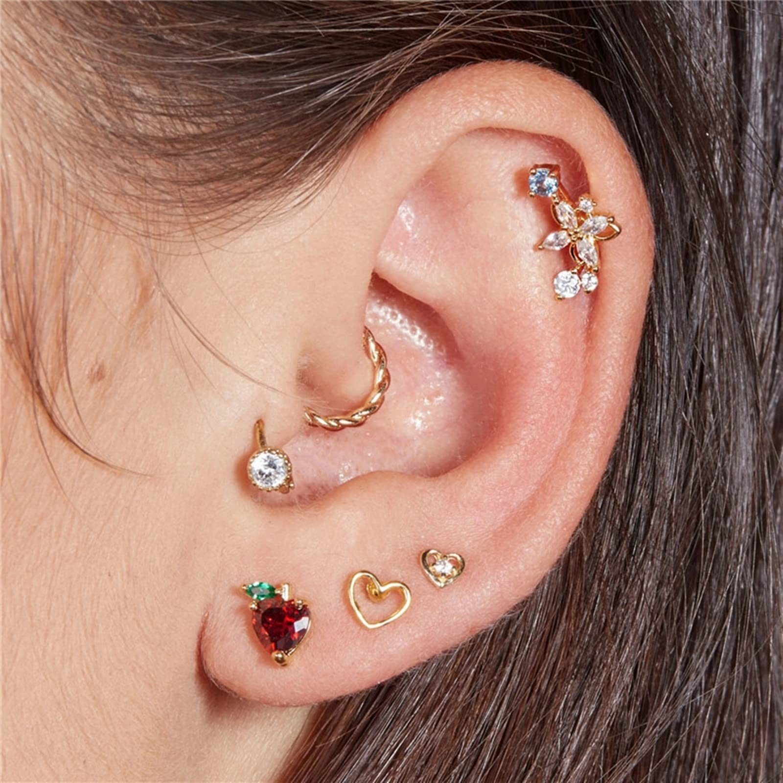 Pierścień tragus 1,2 mm, srebro próby 925 Kolczyki na chrząstkę, złote kolczyki, skręcone kółko, pierścionki do przekłuwania ust, biżuteria dla kobiet, opakowanie 1 szt., srebro, bez cyrkonii