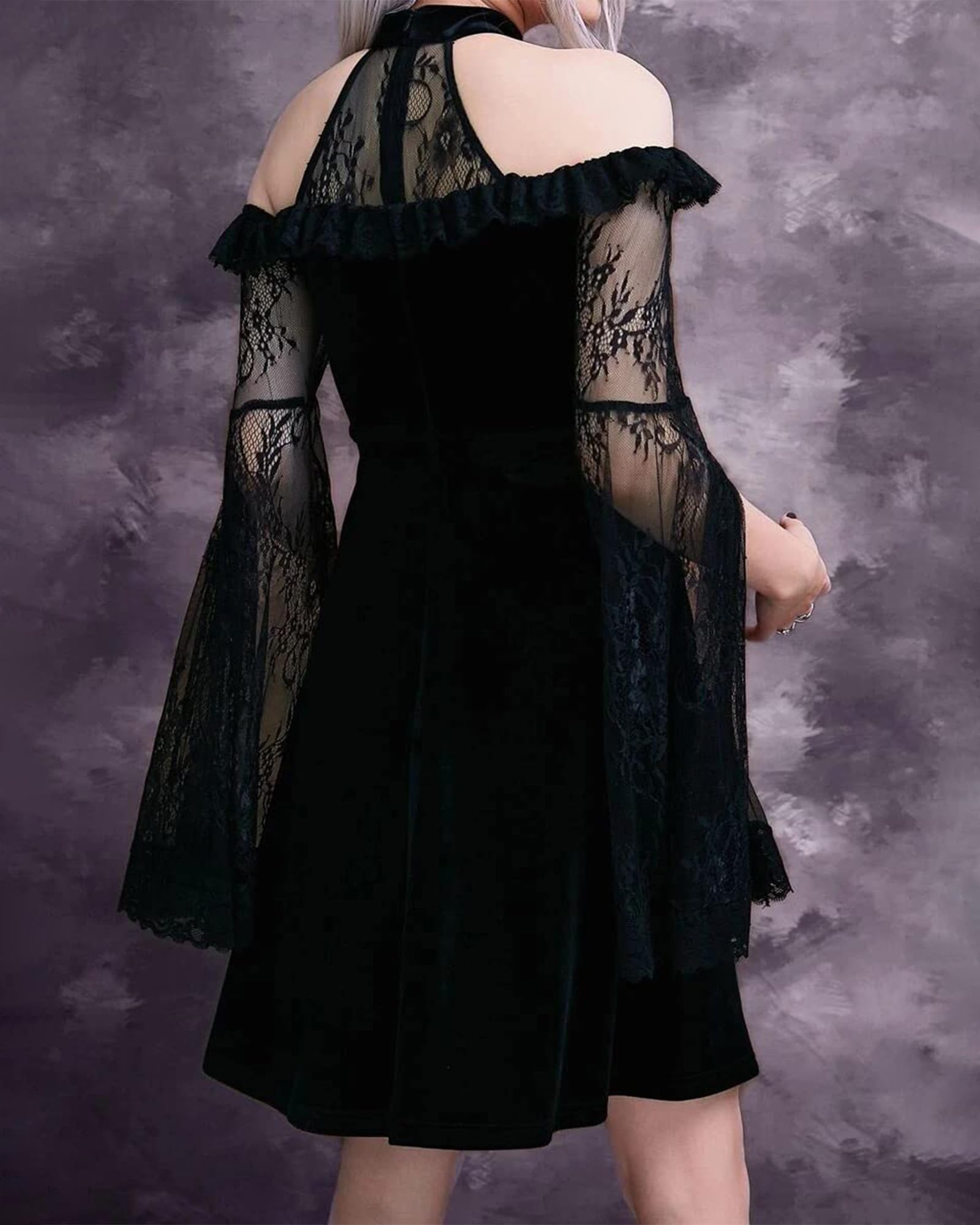 LVCBL Vestito Gotico Donna Vestito Halloween Donna Velluto Elegante
