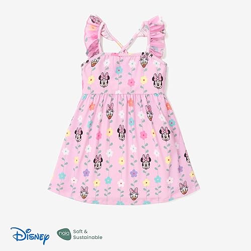 Miniatura 6 de Disney Vestido de princesa Minnie Mouse Frozen Elsa para niñas, con volantes, sin mangas, entrecruzado, ropa de verano para bebé a niño pequeño