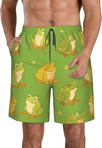 Halloween Candy Corn and Pumpkin Mens Swim Trunks Bathing Suit Mesh Lining Board Shorts with Pockets