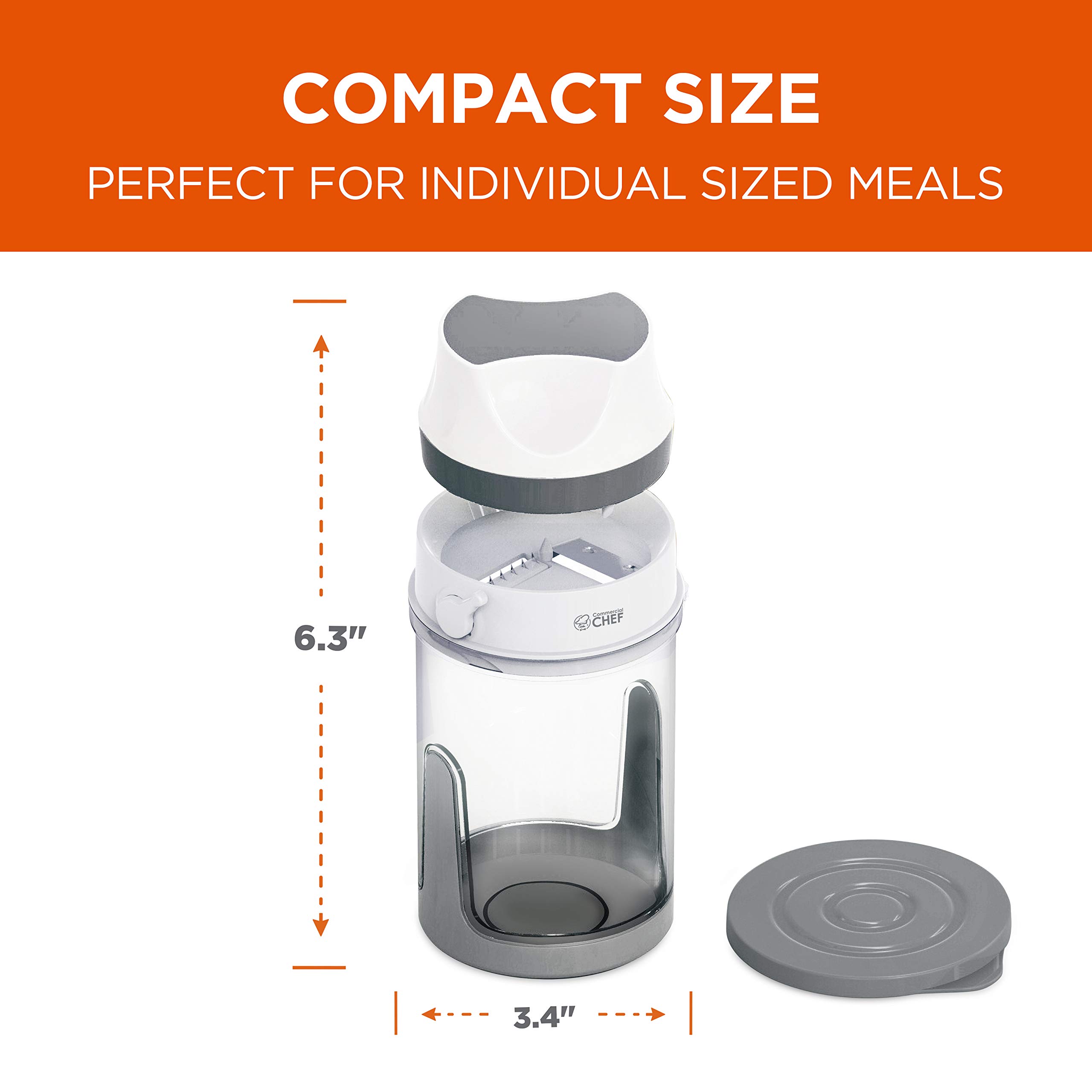 COMMERCIAL CHEF Spiralizer for Veggies with Adjustable Blades and Collection Bin, Vegetable Chopper and Handheld Spiralizer with Hand Guard Grip for Veggie Pasta and More