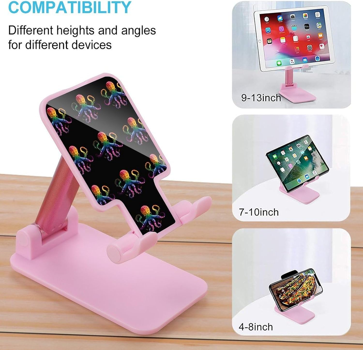 LGBT Colorful Octopus Folding Phone Stand Adjustable Cell Phone Holder Mount Holder for Desk Car image 3