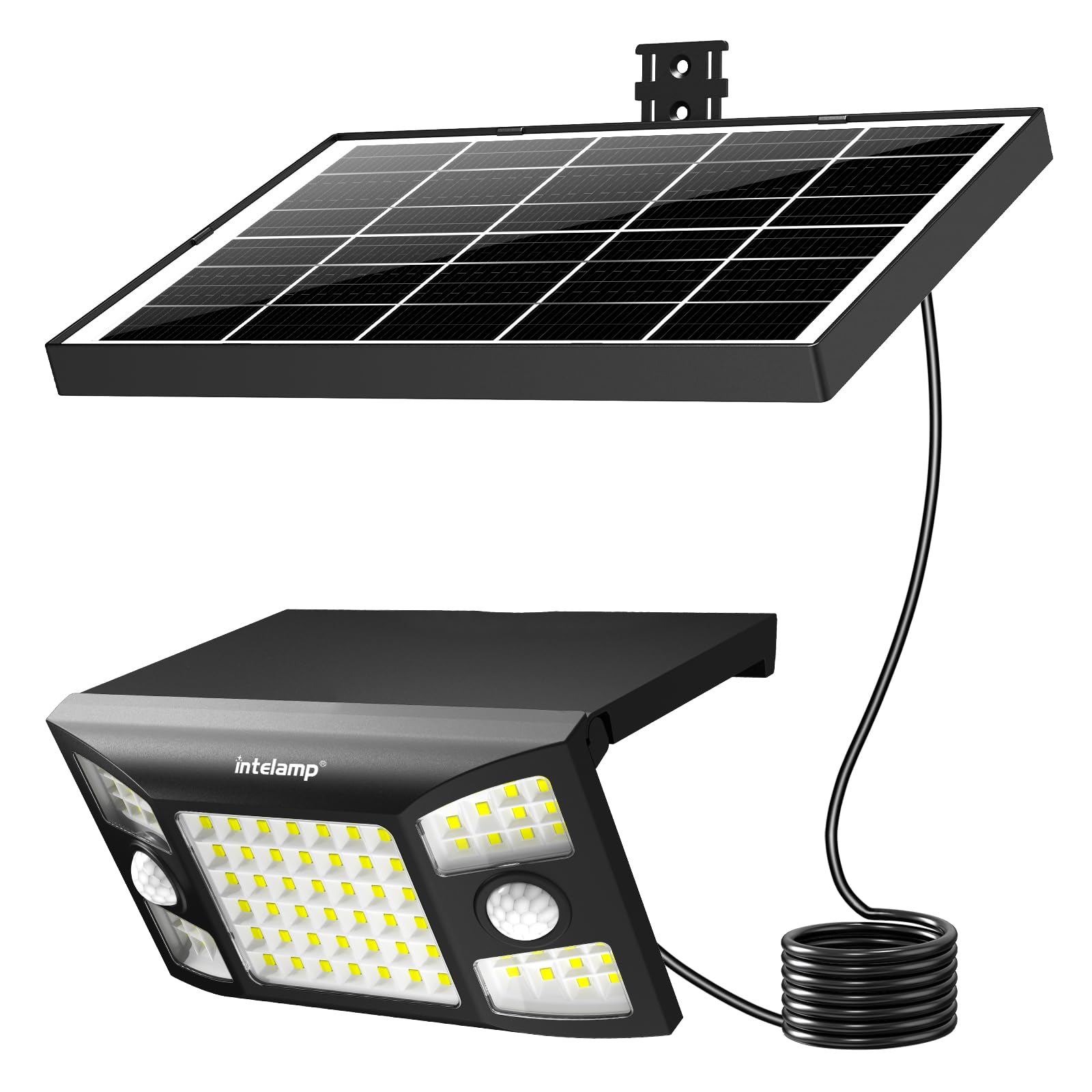 INTELAMP Solarlampen für Außen mit Bewegungsmelder, 8000mAh 2000LM Superhelle Solarlampe Außen Zwei Bewegungsmelder,180°3 Modi Solar Wandleuchte IP65 Wasserdichte für Garten Garage Wand Pathway
