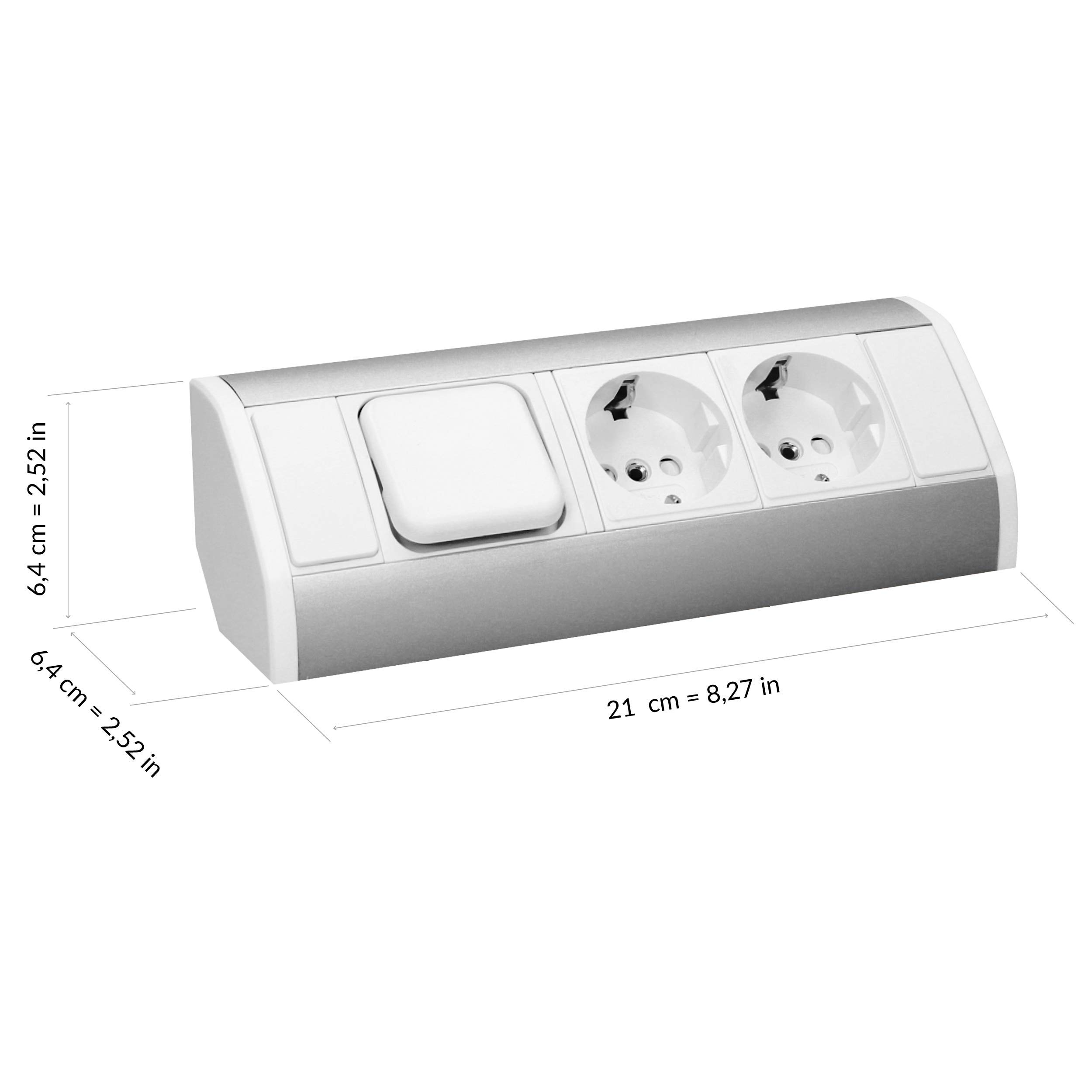 ORNO GM-9002/W-G(GS) Corner Socket 2-Way with Switch and Child Lock 45° Surface Mounting, 3680 W - Image 3