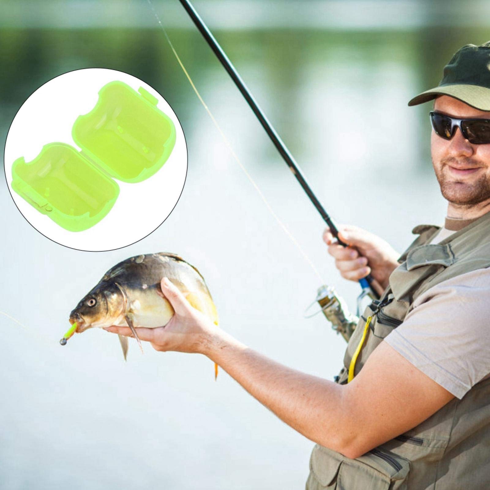 Caja de Anzuelo de Pesca -50 Piezas de plástico Amarillo Fluorescente Calamar señuelo Anzuelo Caja Cubierta Accesorio de Pesca