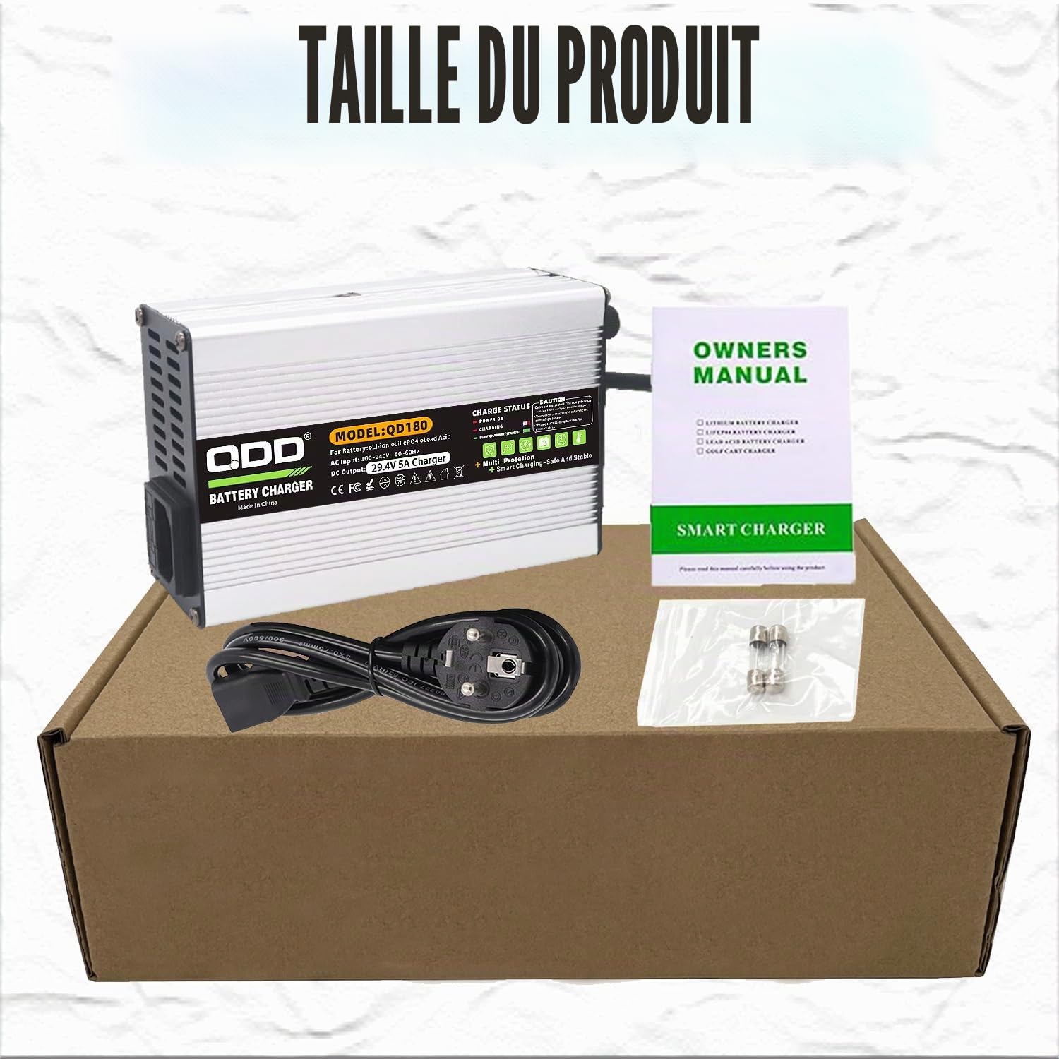 QDD Adaptateur Secteur 29,4 V 5 A pour vélo électrique Scooter de Mobilité Chargeur de Batterie au Lithium 24V 25,9V Connecteur XLR à 3 Broches
