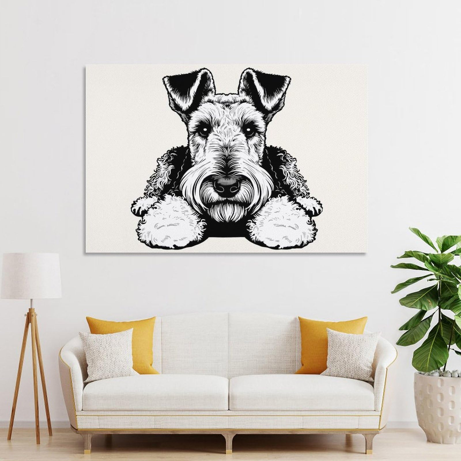 Junmoney Welsh Terrier Room Decor Wall Art, 24x36inch(60x90cm), for Bedroom, Guest Room Or Reading Nook, Home Artwork with A Soft Interior Feel