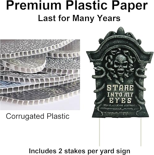 Miniatura 3 de GameXcel 10 piezas de decoración de lápida de Halloween para lápida de cementerio, letreros de patio al aire libre, césped, patio, jardín,